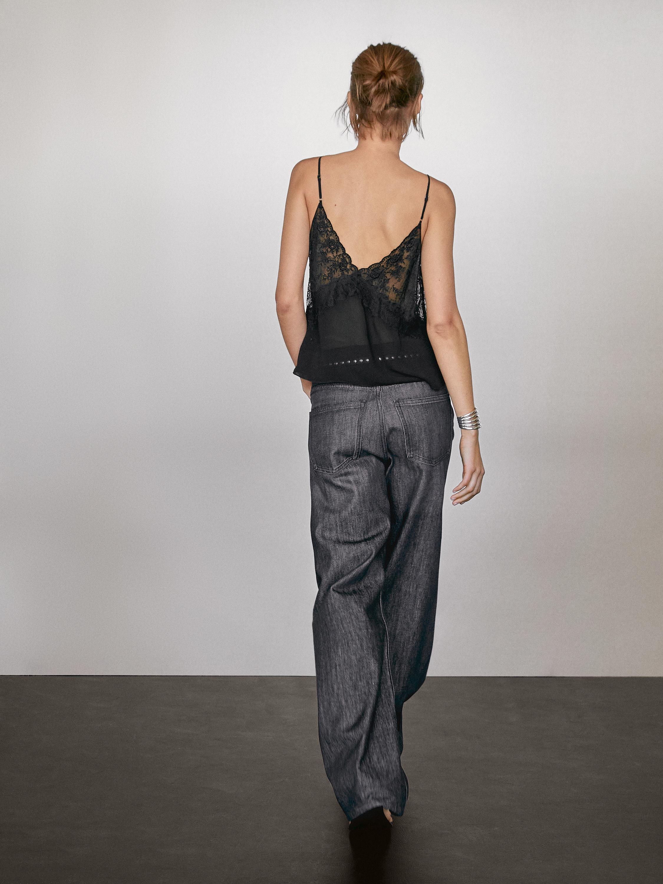 Strappy lace camisole top