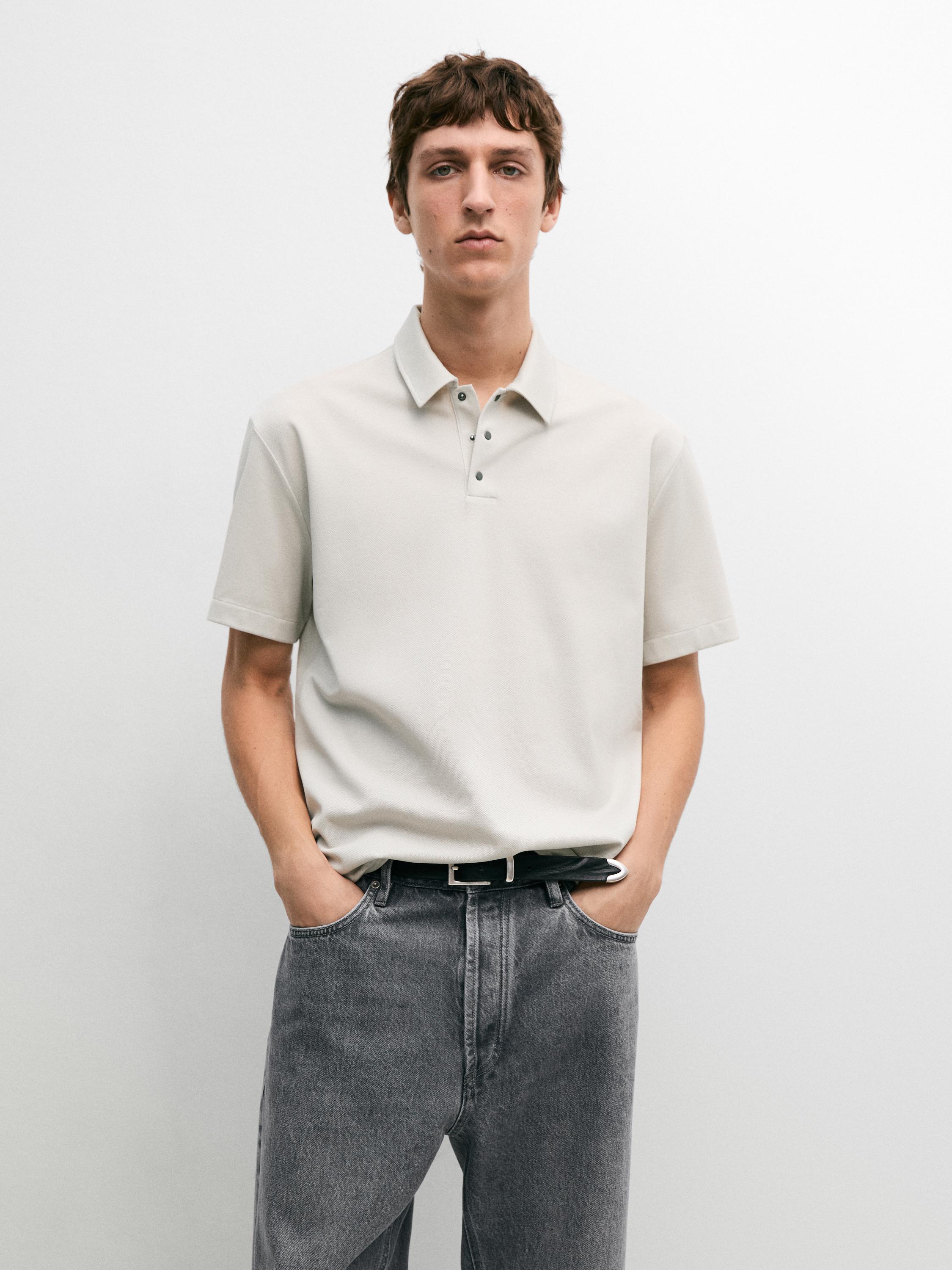 100% cotton short sleeve polo shirt — STONE