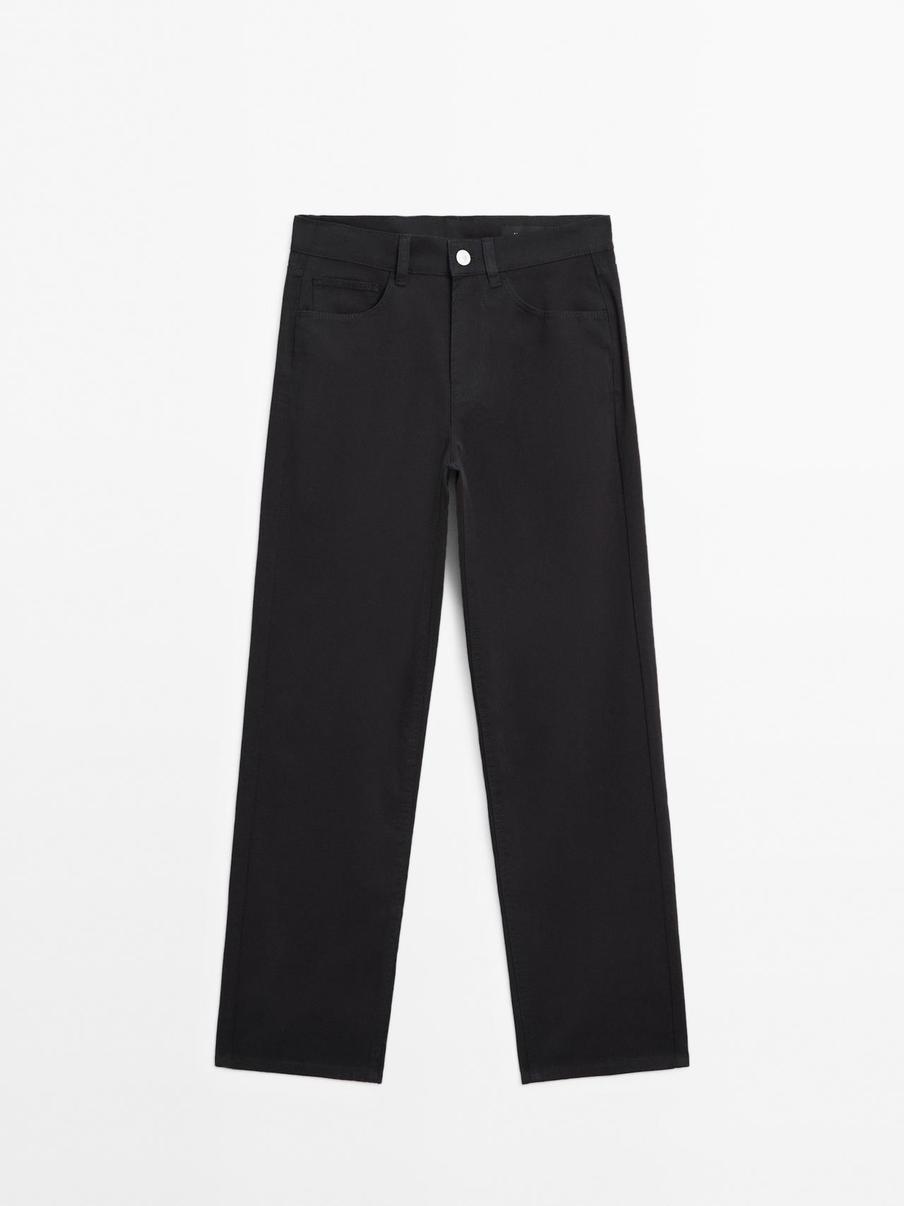 Massimo Dutti - Dames - Recht Model Broek Met Halfhoge Taille - Marineblauw - 36