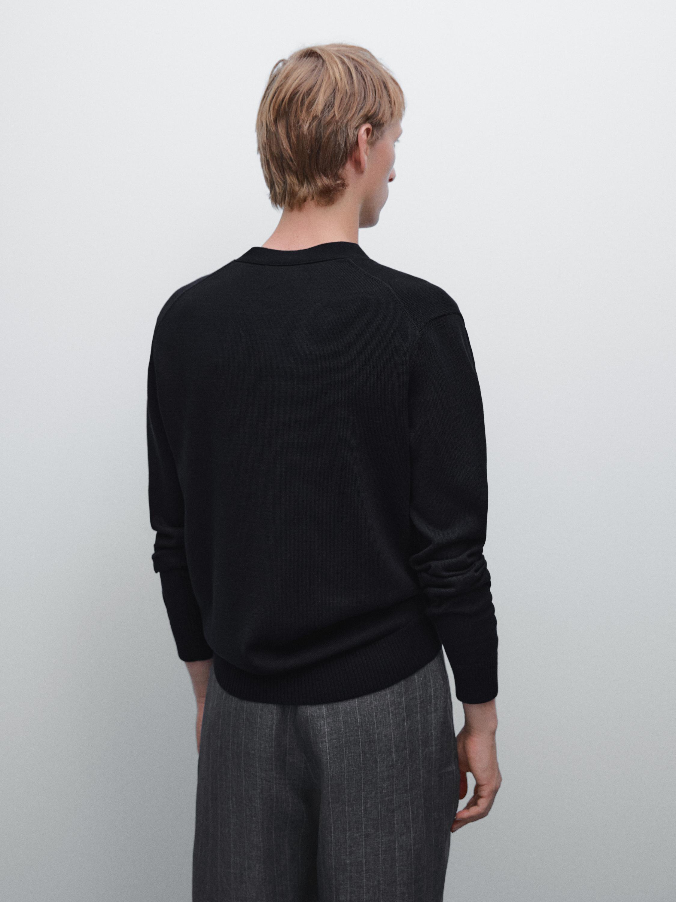 Strikket cardigan i bomuld med V-udskæring