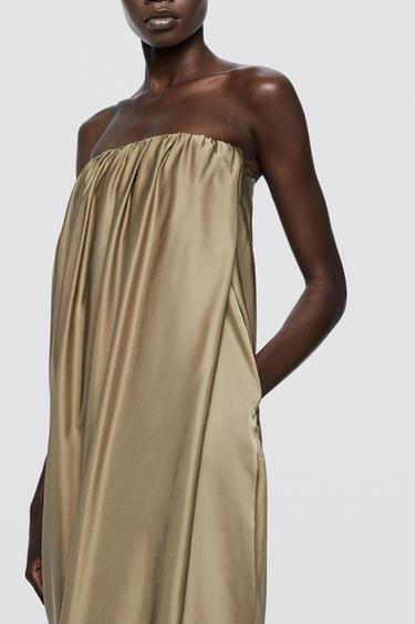 Strapless gathered dress - LIMITED EDITION — CHAMPAGNE 4