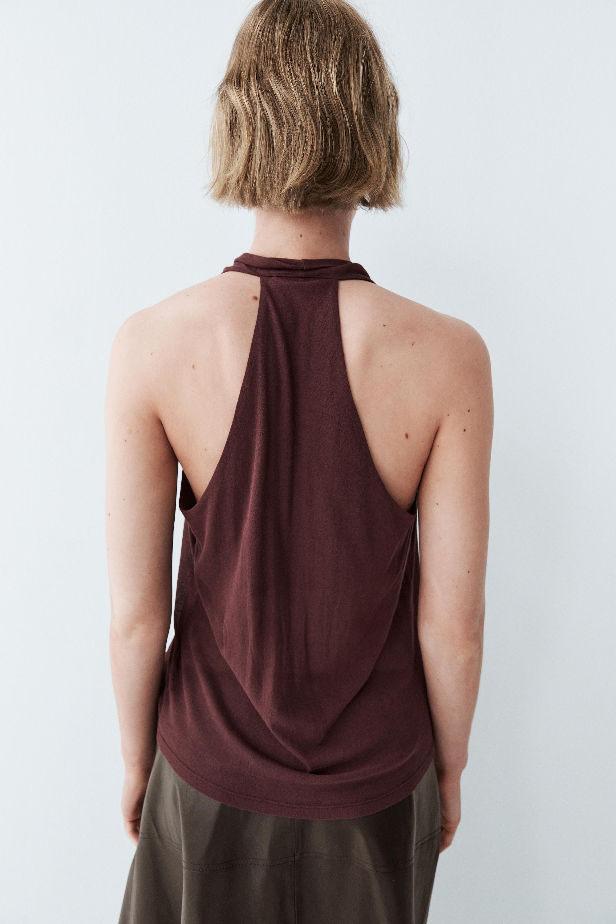 100% cotton draped top — BURGUNDY