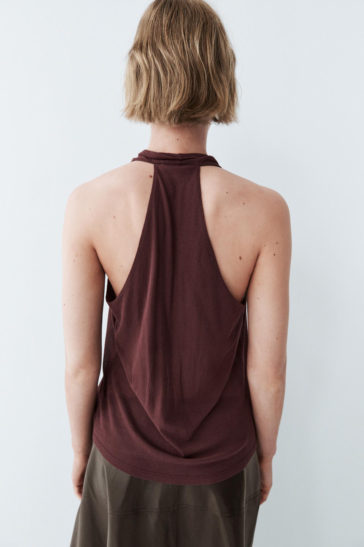 100% cotton draped top — BURGUNDY