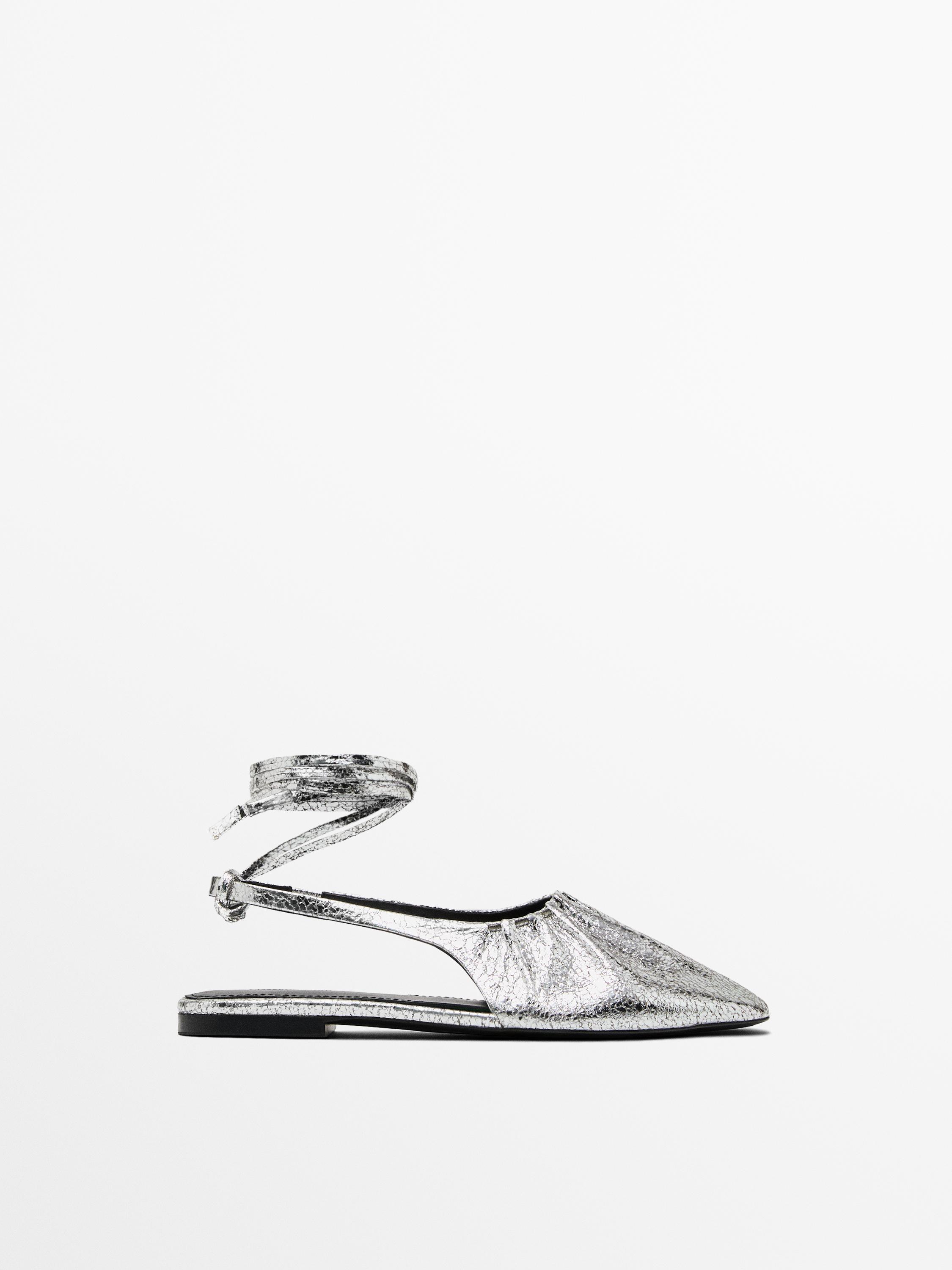 Metallic slingback ballet flats
