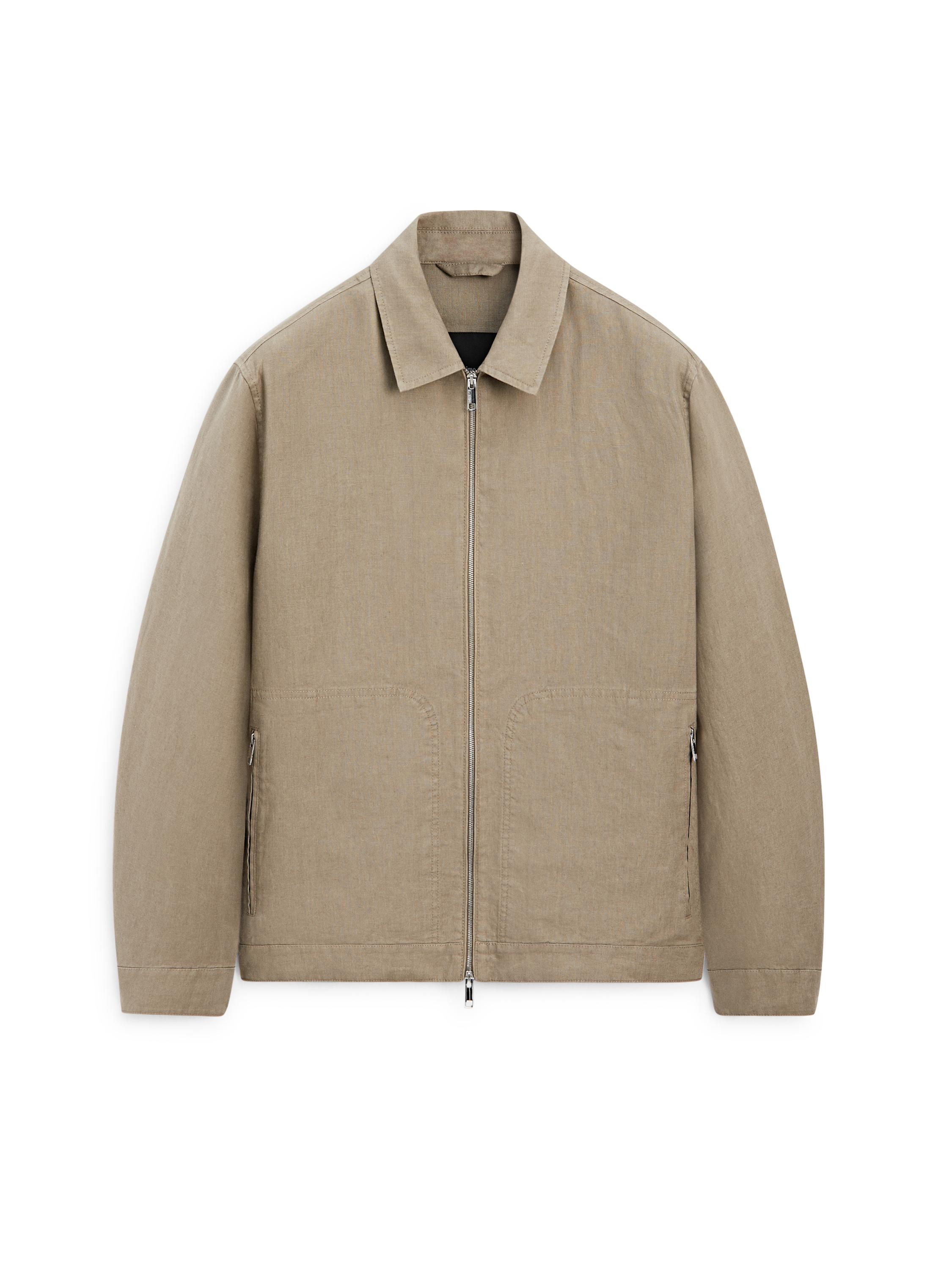 %100 keten yaka detaylı ceket