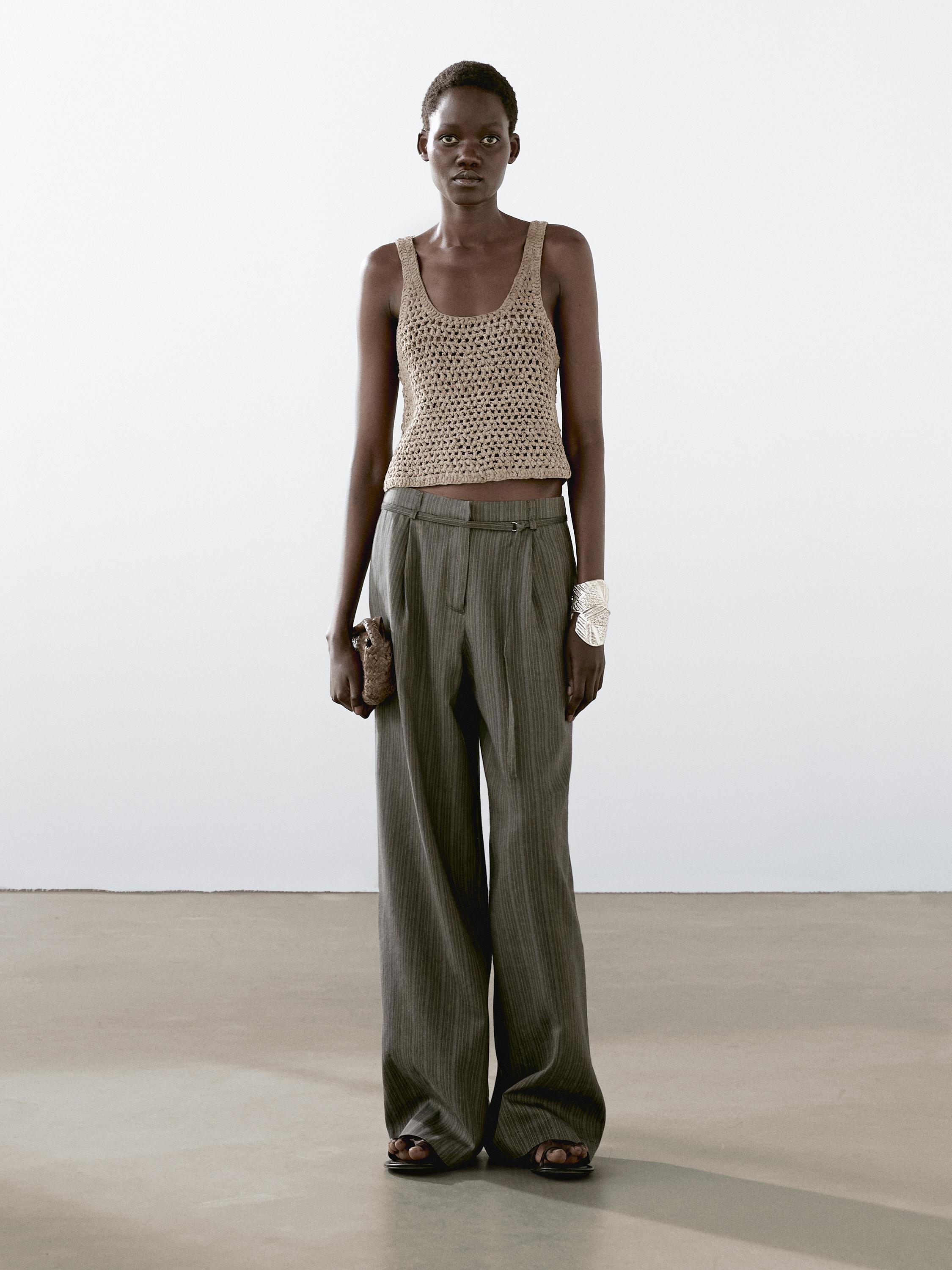 Braided suede leather top