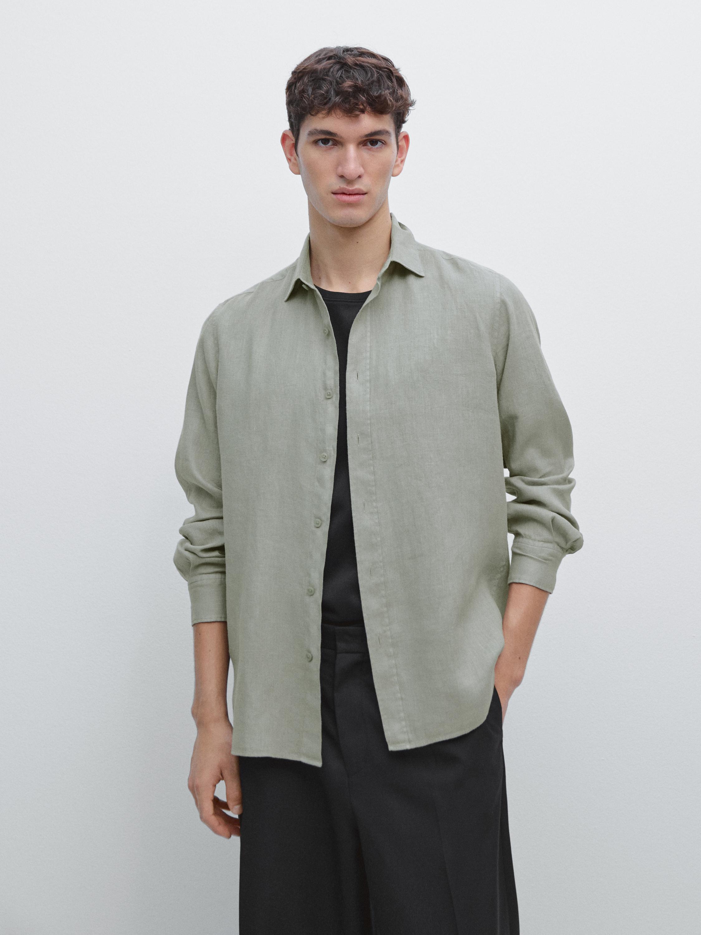 Camisa slim fit 100% lino