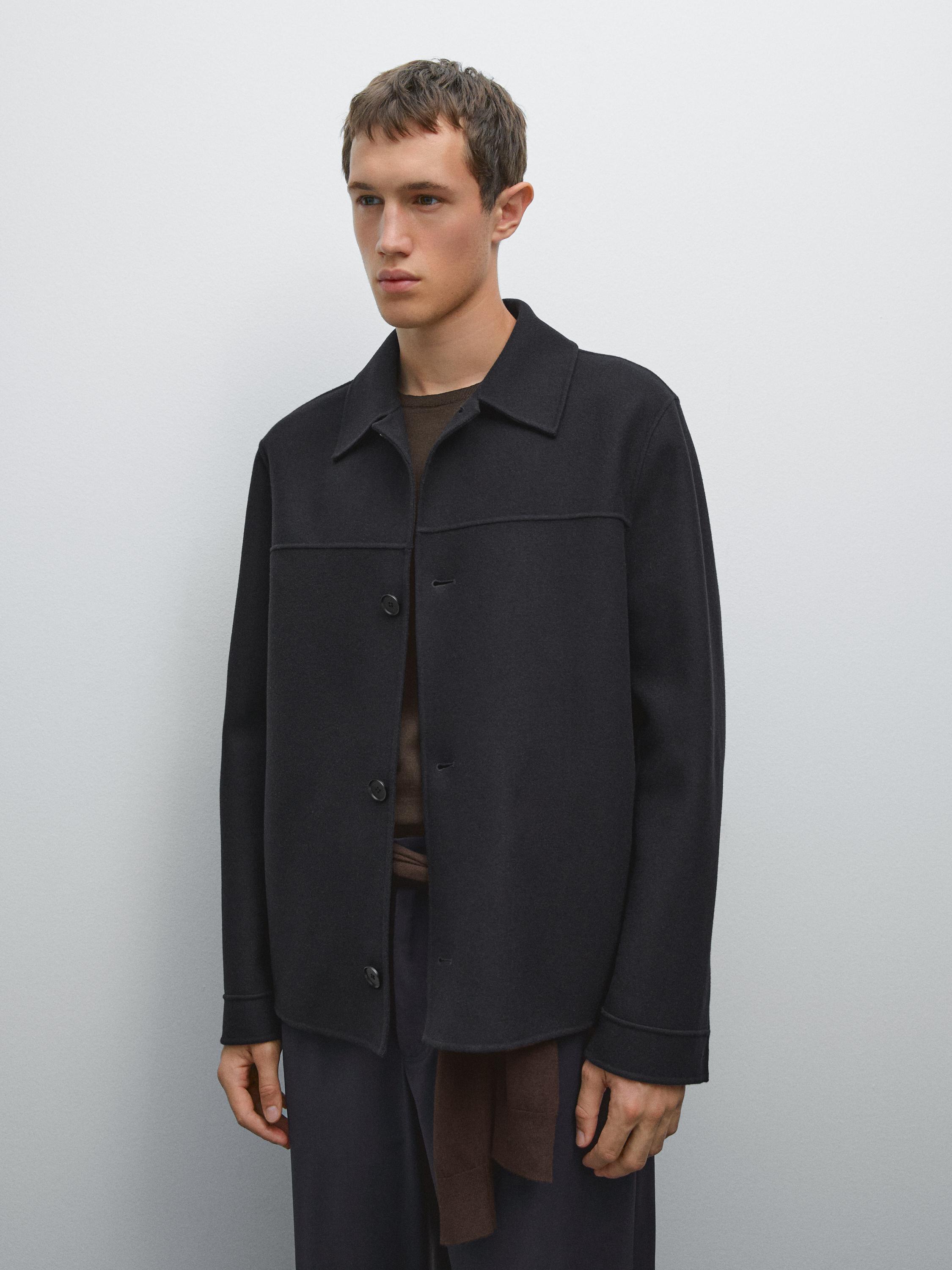 Double wool blend overshirt