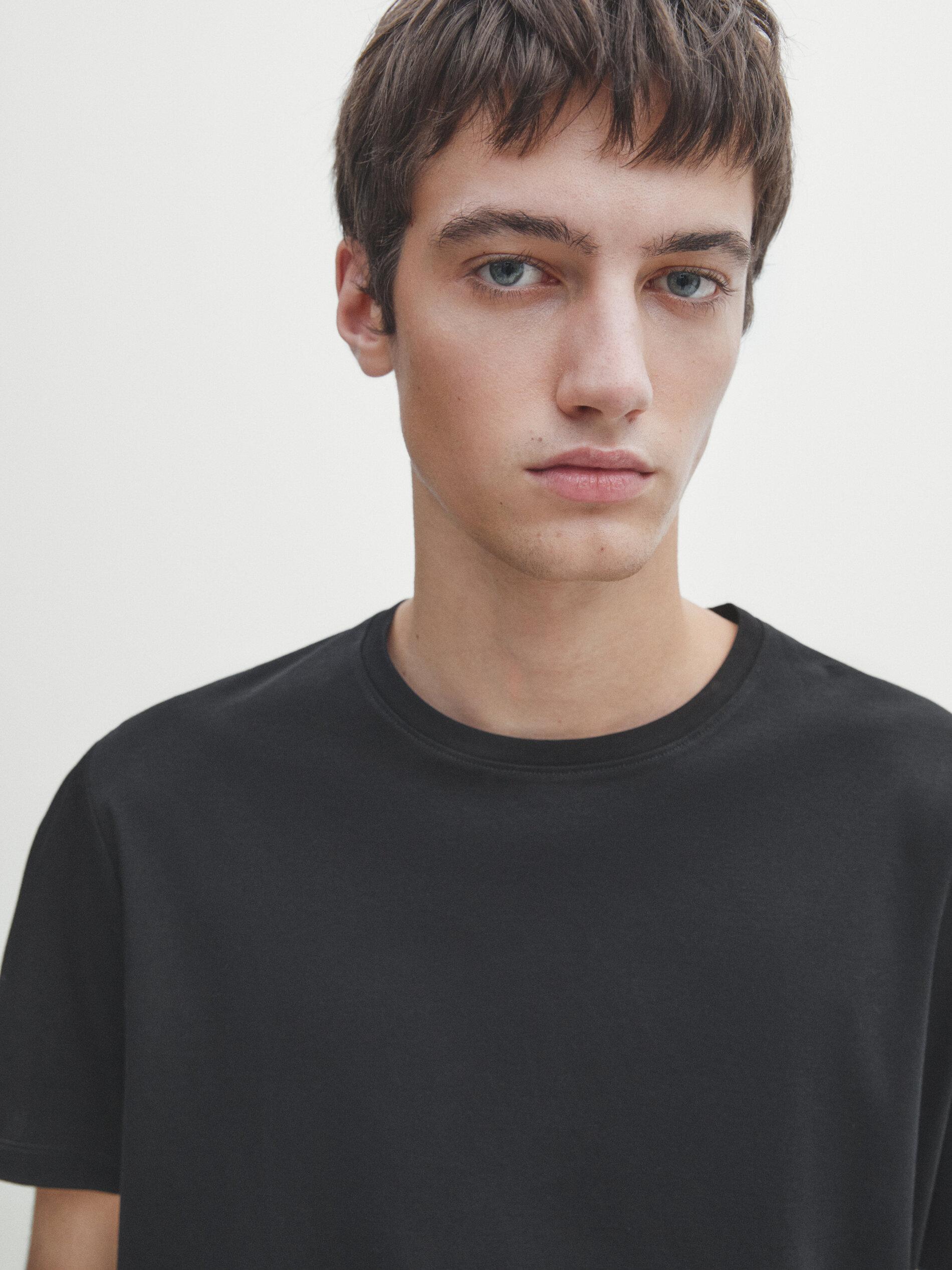 100% mercerised cotton T-shirt — BLACK