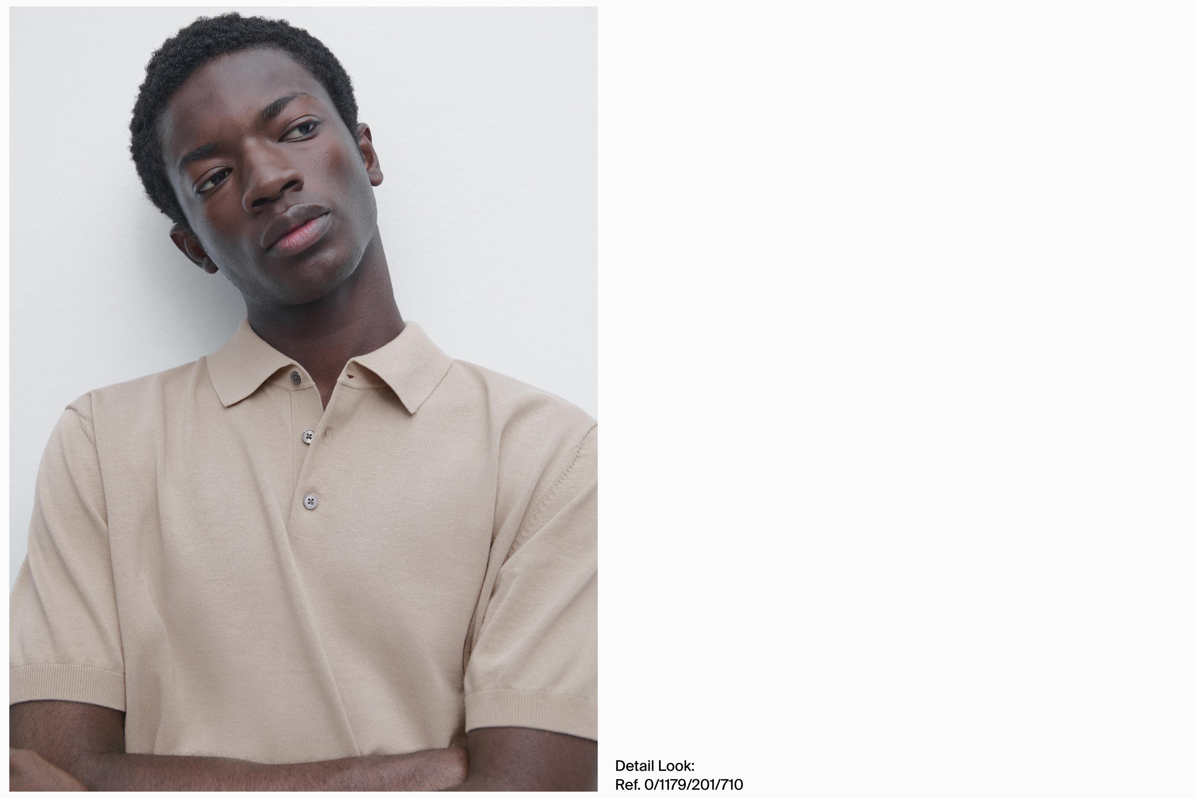 100% cotton knit polo shirt — BEIGE