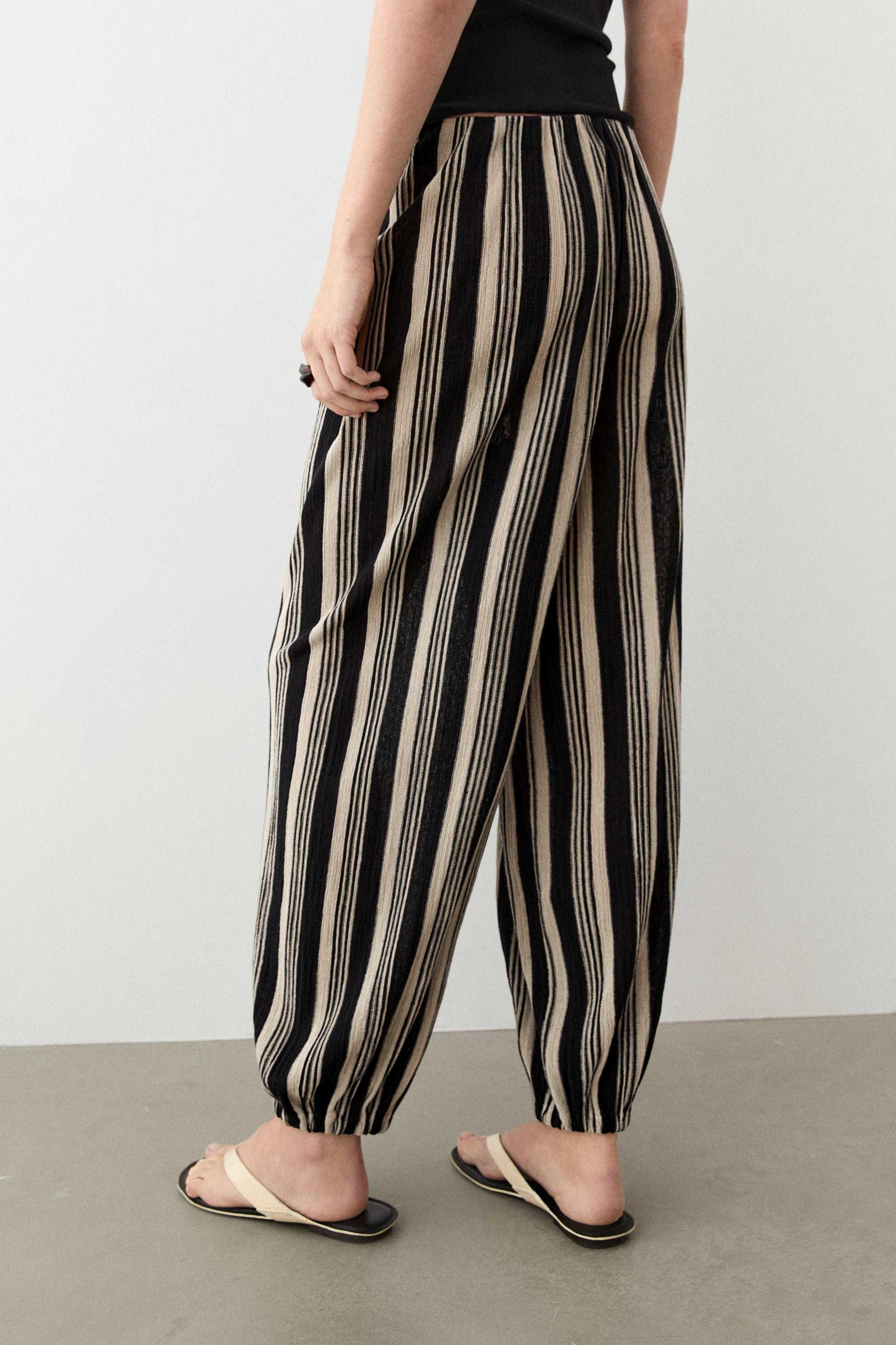 Striped sarouel co-ord pants — BLACK