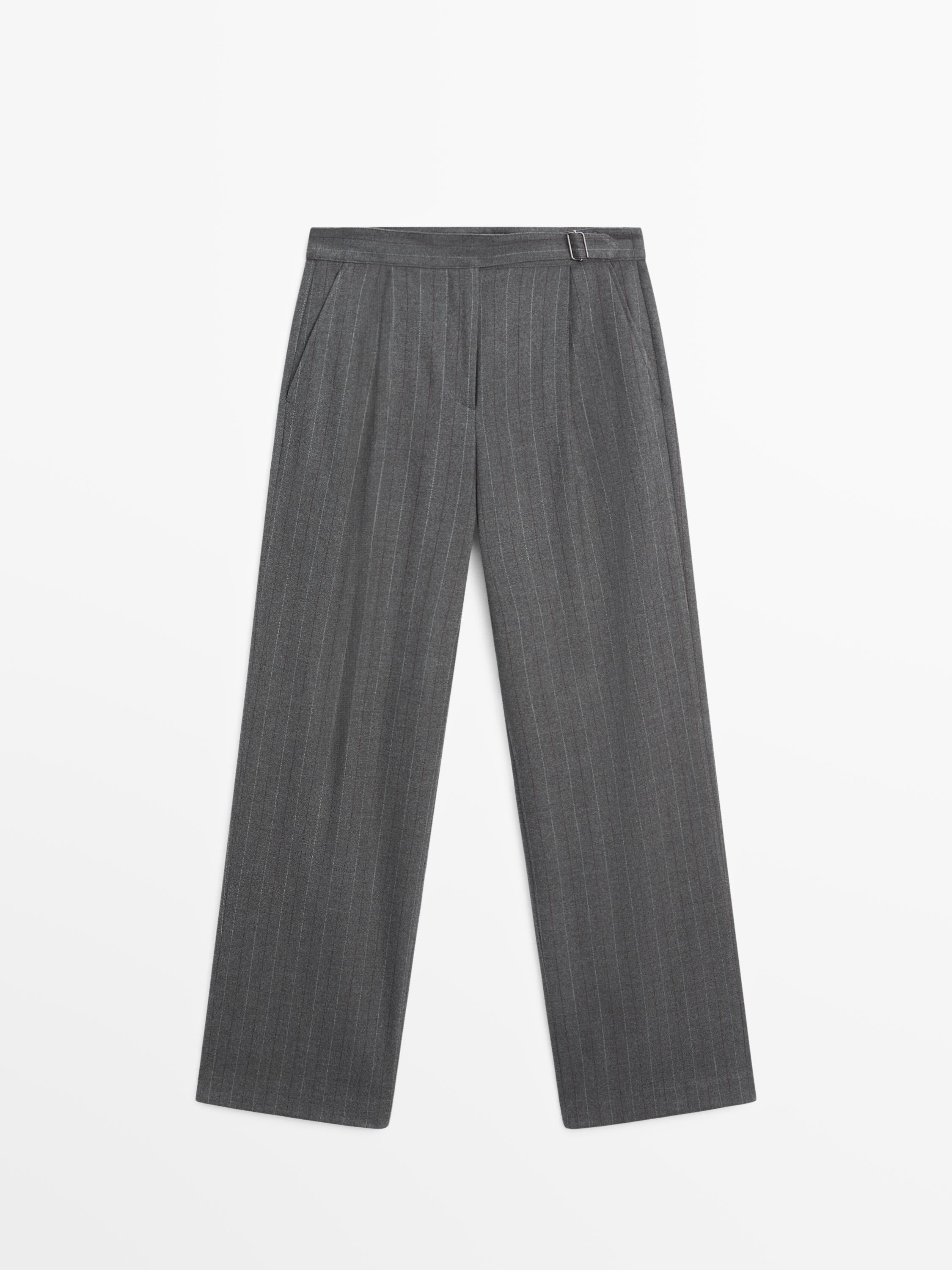 Darted pinstripe trousers