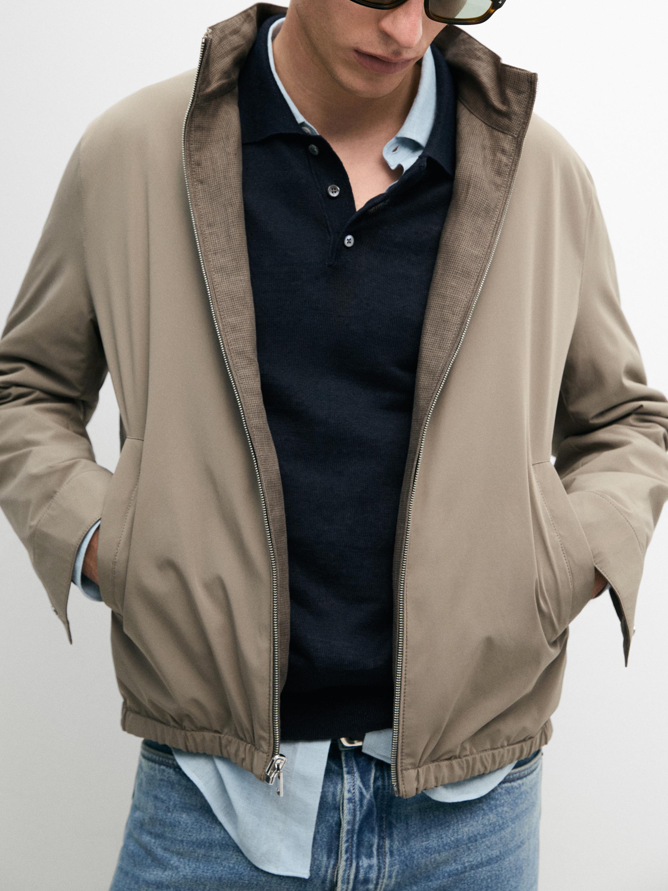 Short reversible linen blend jacket — MINK
