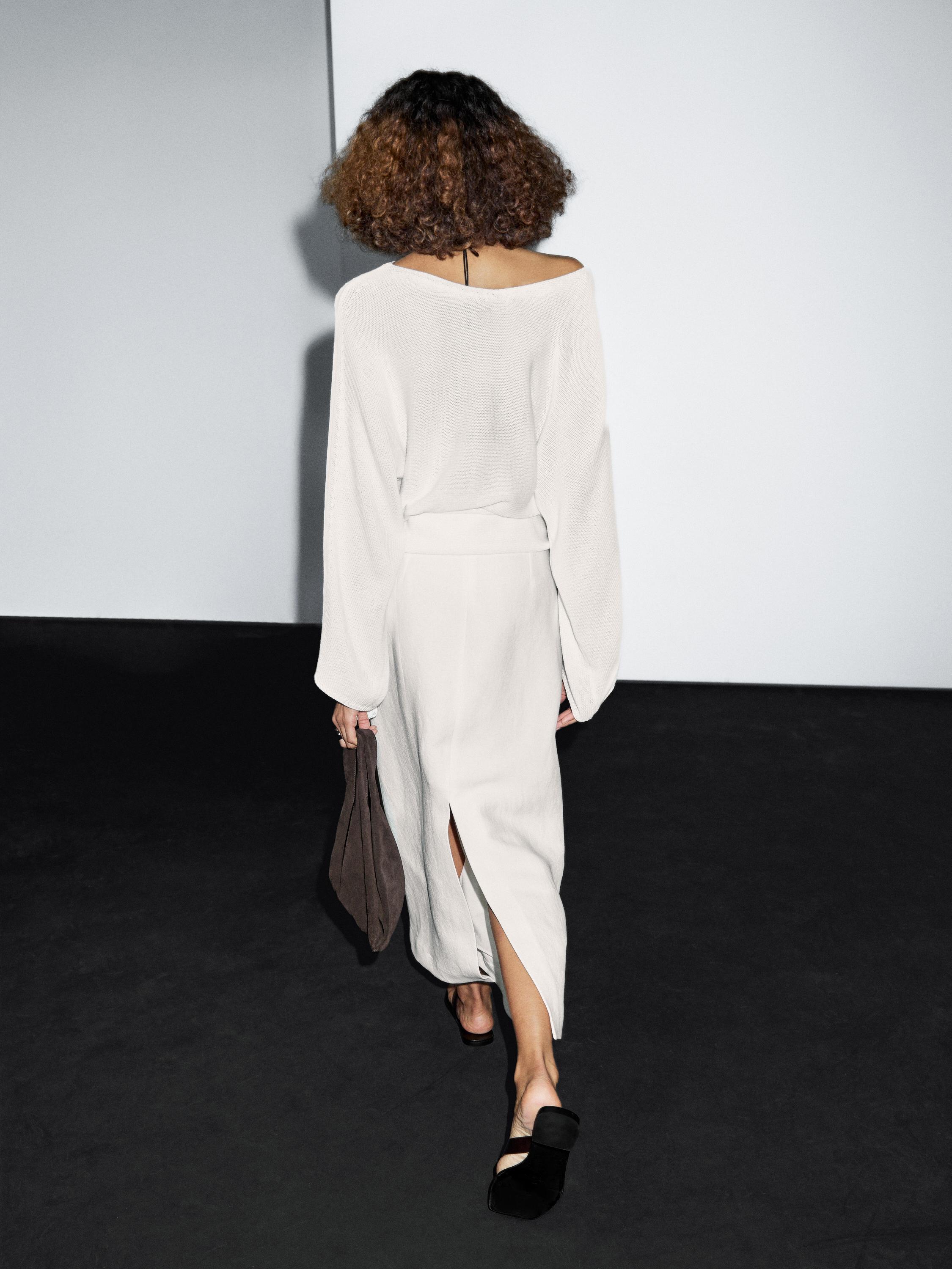 Rovná midi sukně z konopné směsi