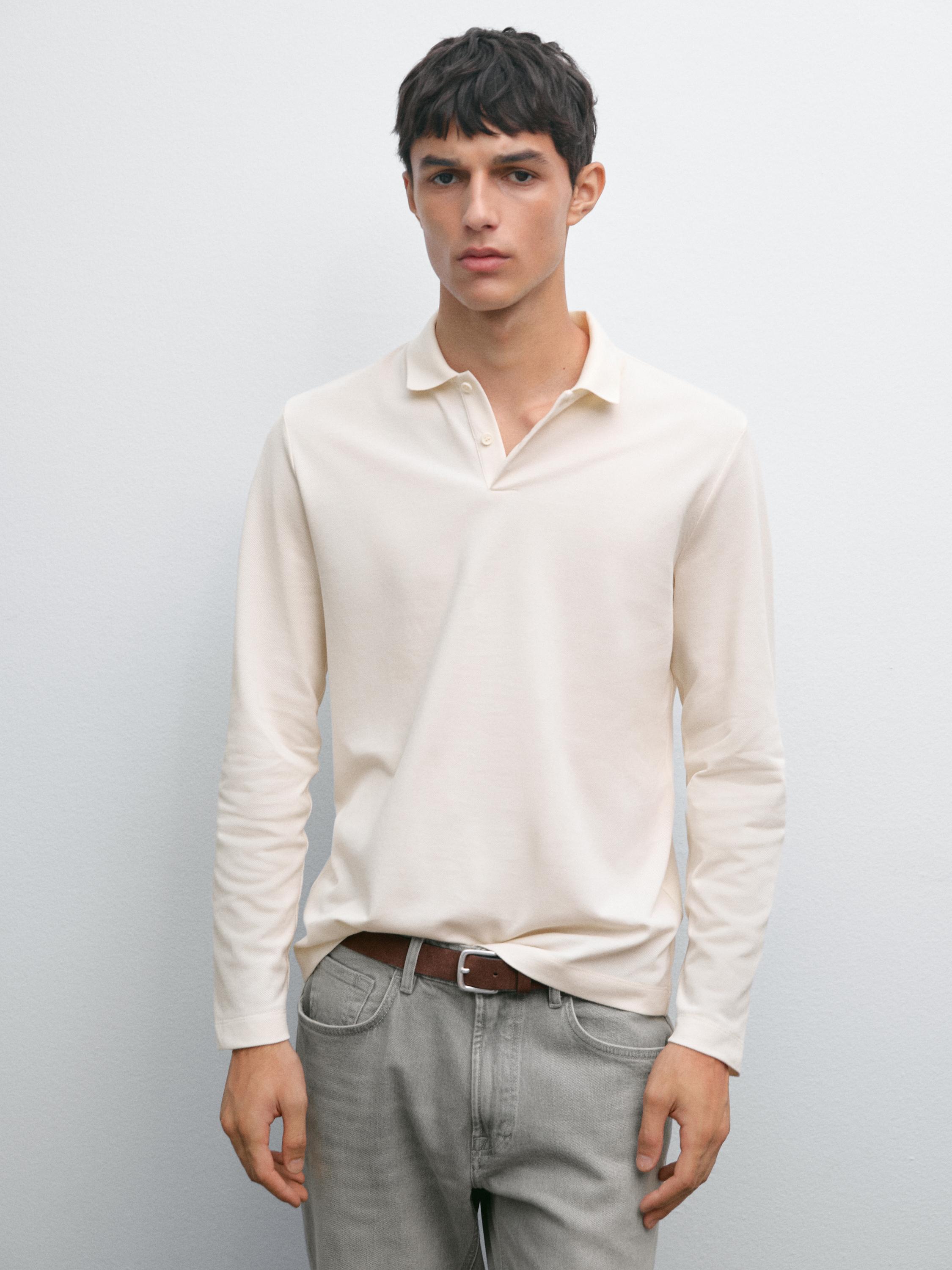 Polo majica dugih rukava od merceriziranog pamuka i pikea