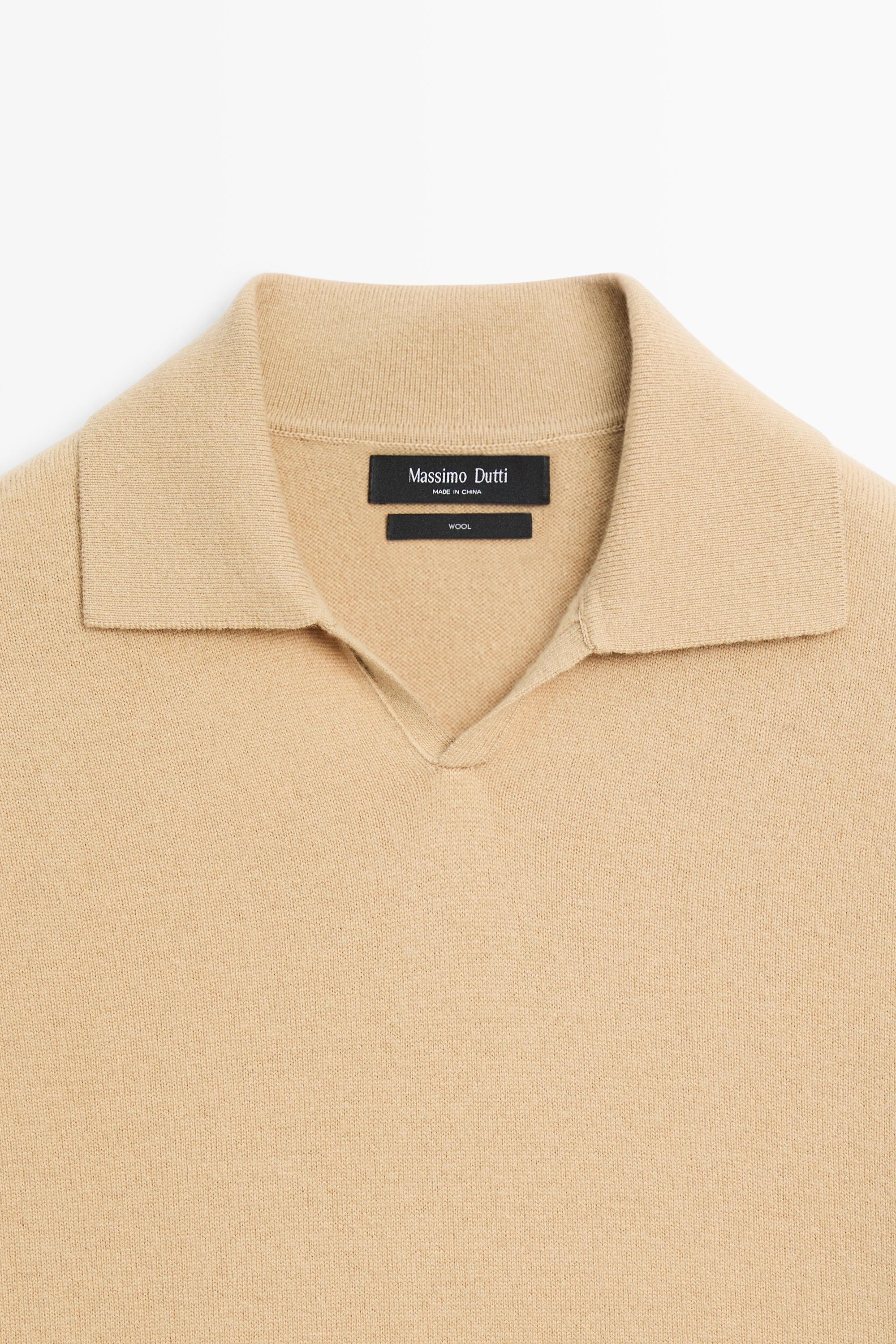 Massimo Dutti %100 yün polo yaka kazak görsel 3
