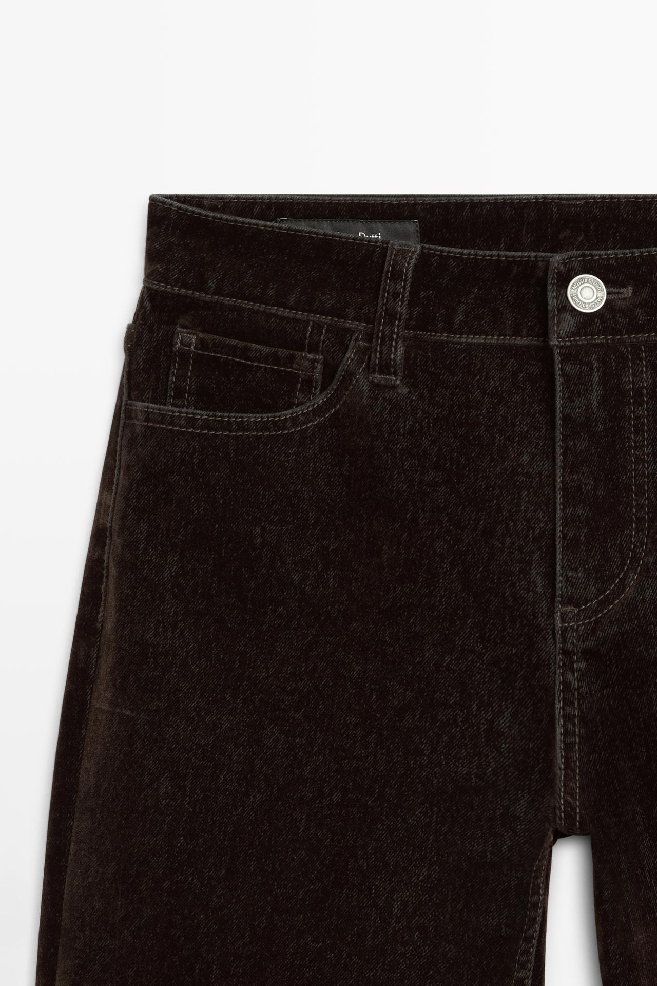 Low-rise straight-leg jeans with flocking finish — MOLE BROWN