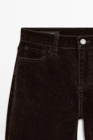 Low-rise straight-leg jeans with flocking finish — MOLE BROWN 4