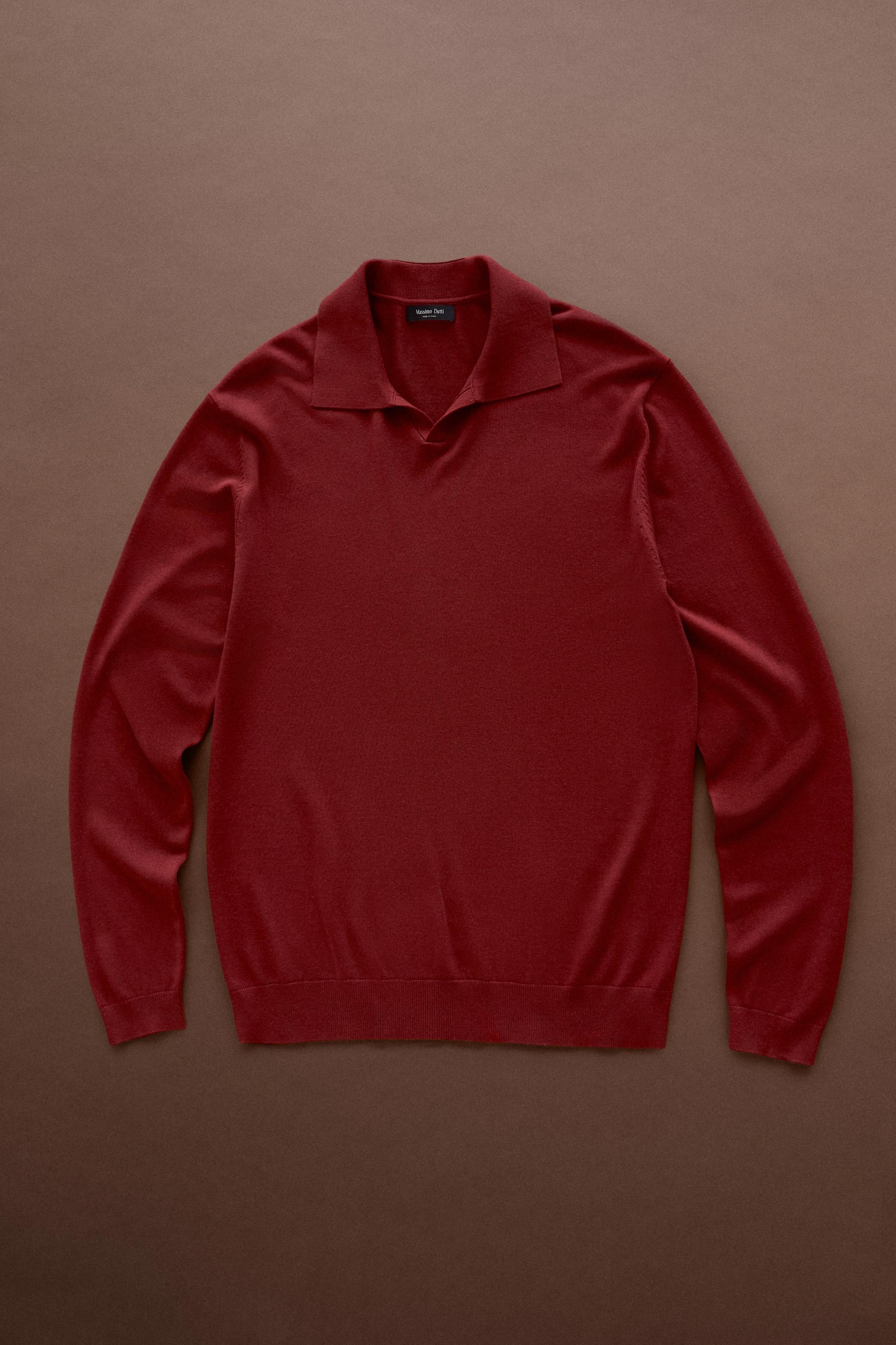 Polo collar knit sweater — TANGERINE