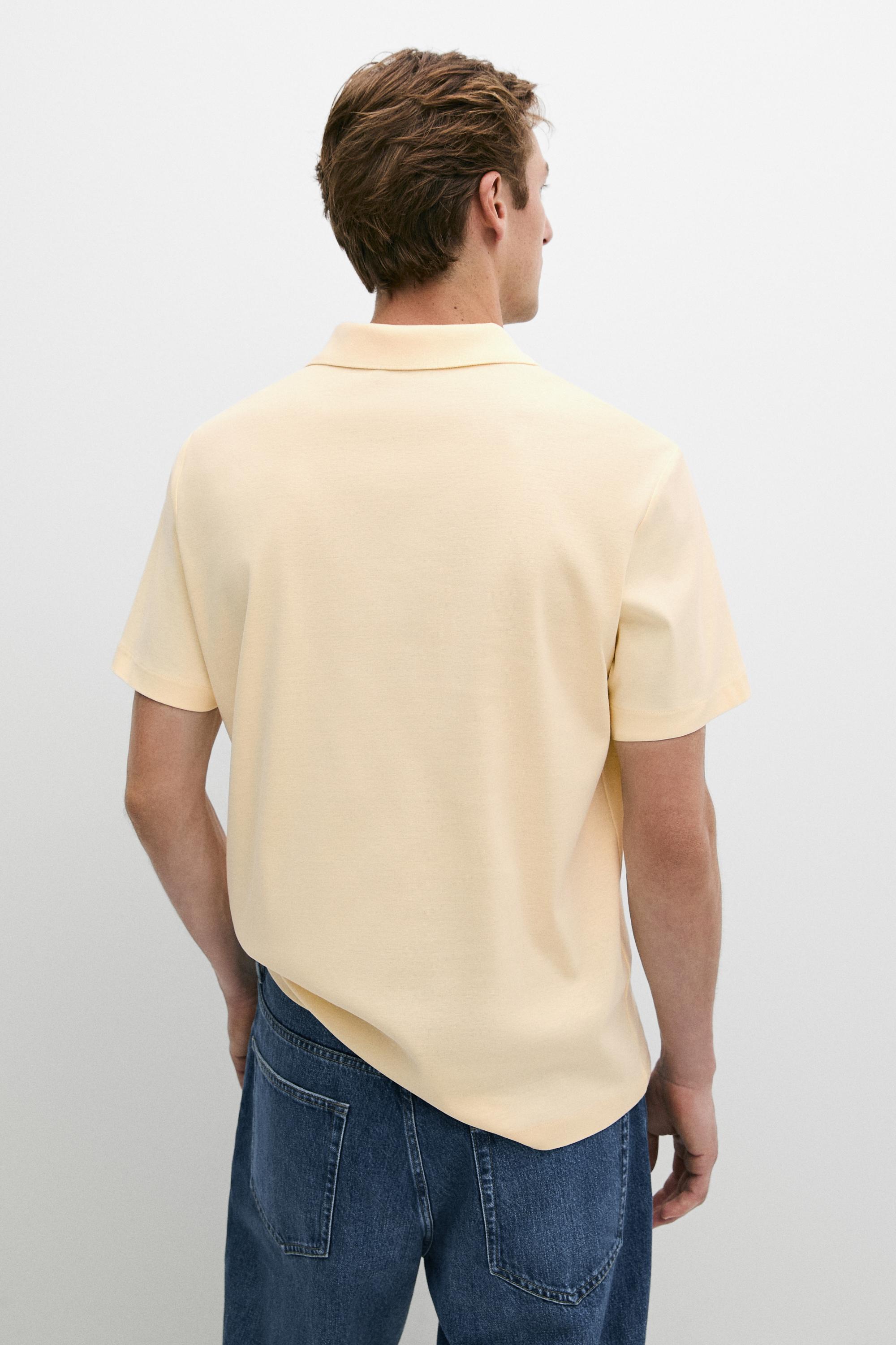 Short sleeve V-neck polo shirt — YELLOW