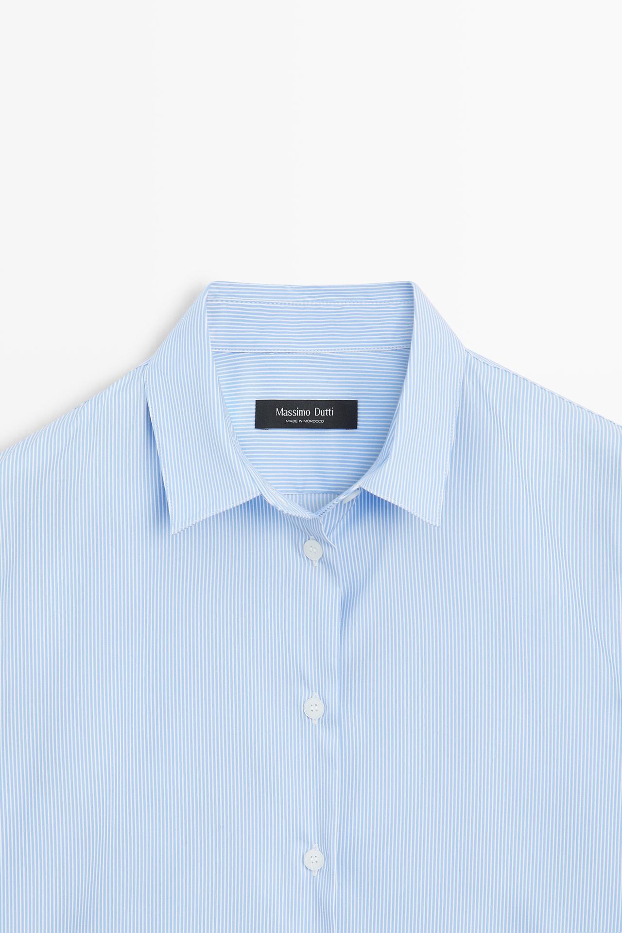 Striped stretch poplin shirt — SKY BLUE