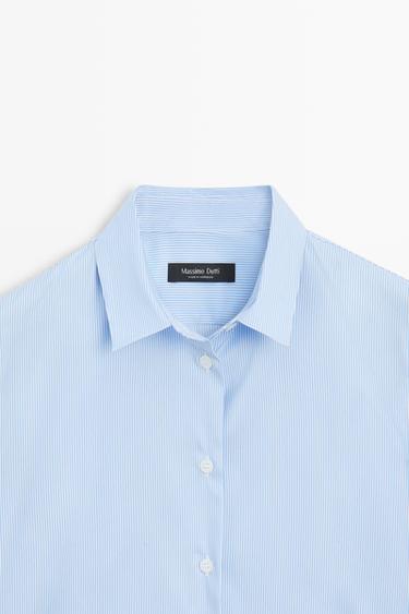 Striped stretch poplin shirt — SKY BLUE 9