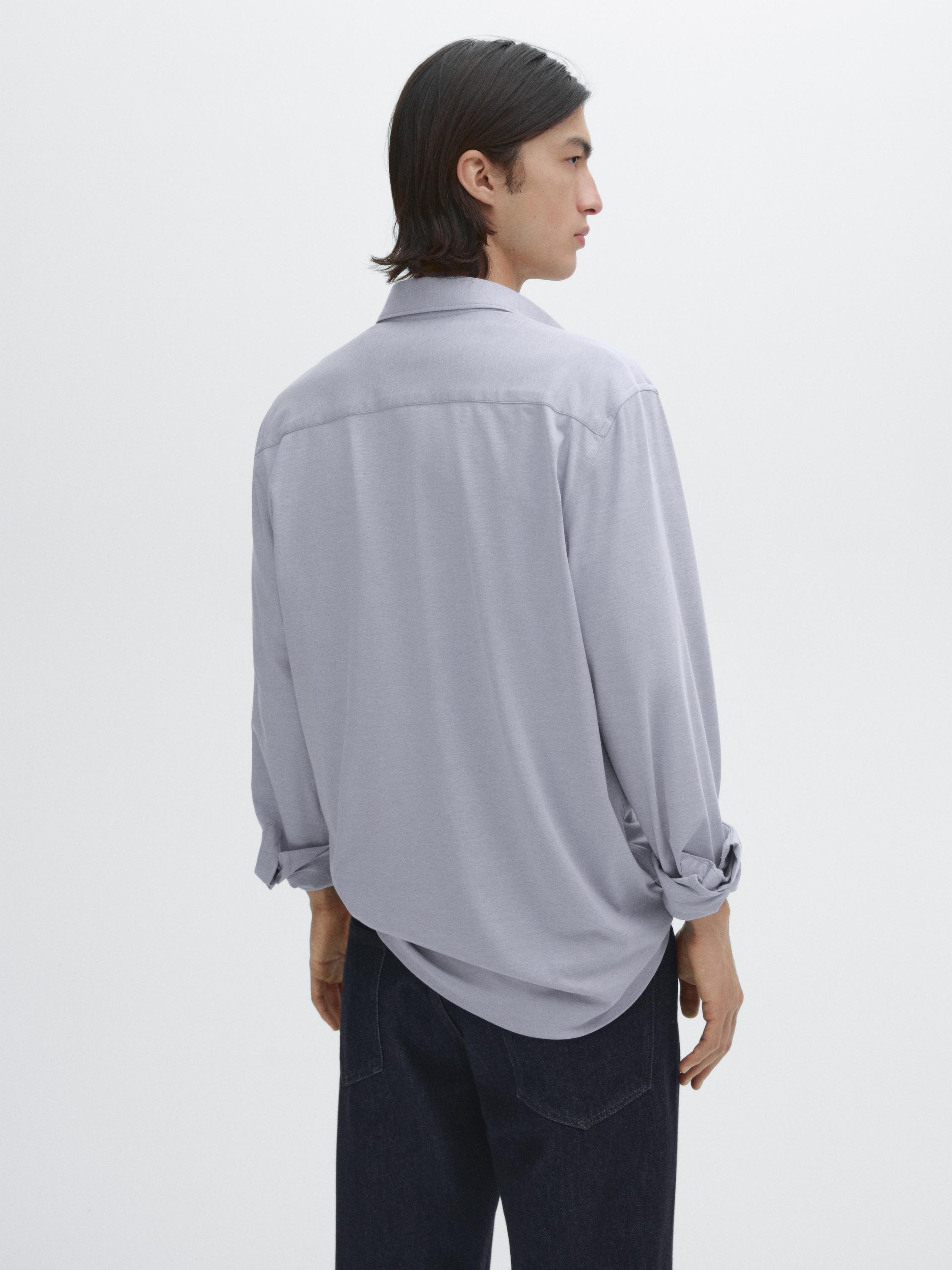 Melert skjorte i bomullsblanding – slim-fit