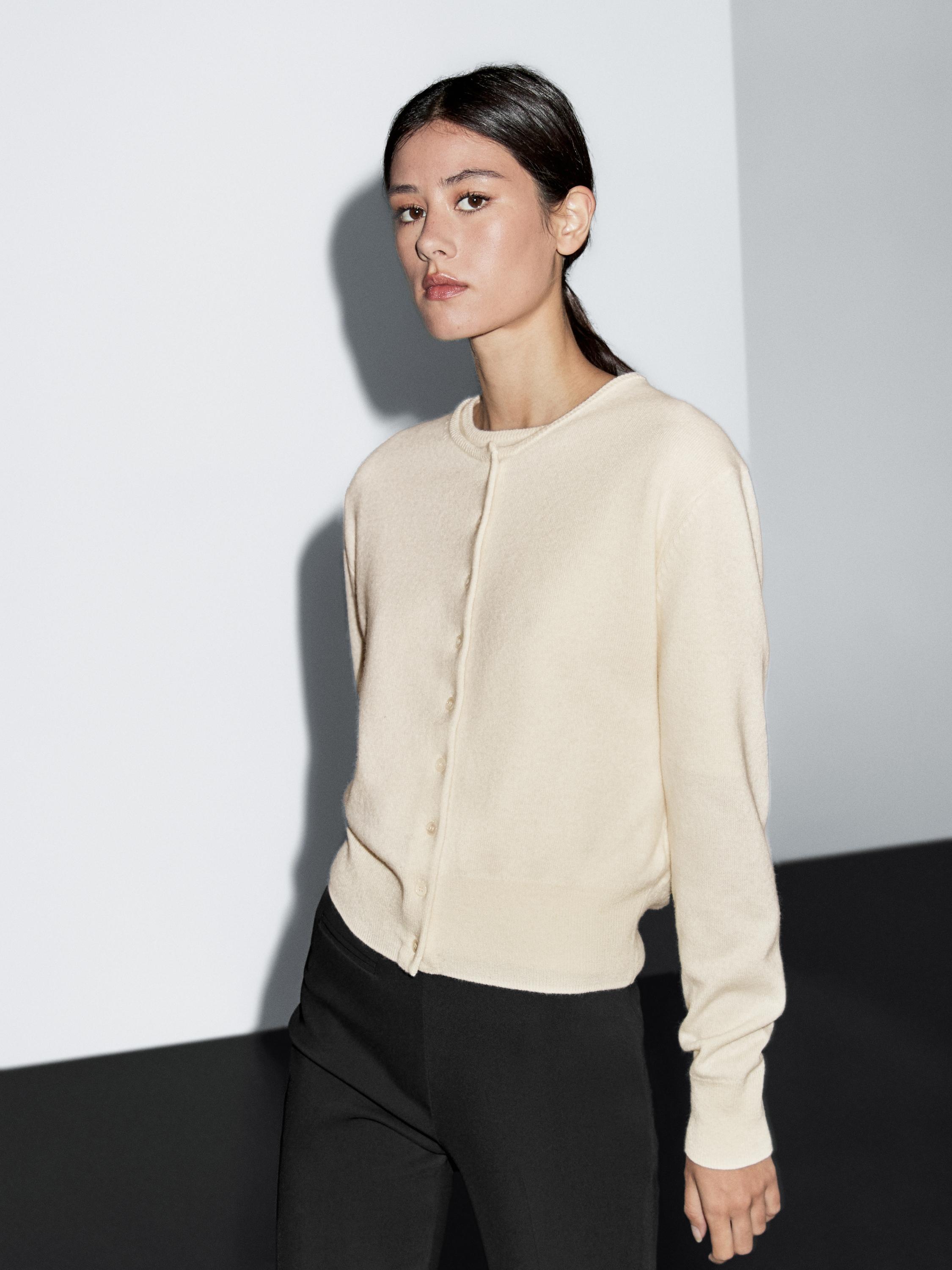 Wool blend knit cardigan
