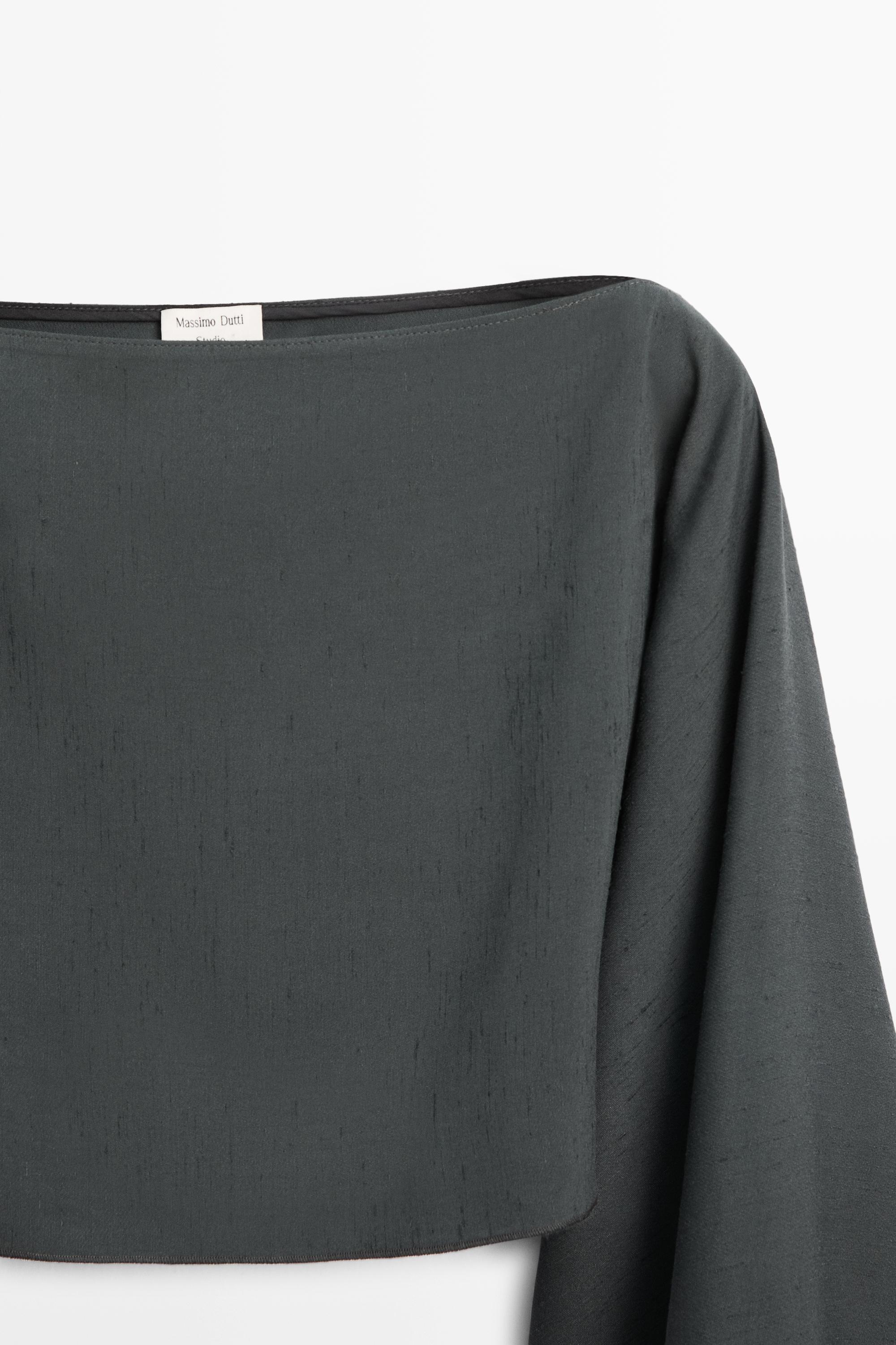 Flowing asymmetric total look cape - STUDIO — PETROLEUM (alternate view)