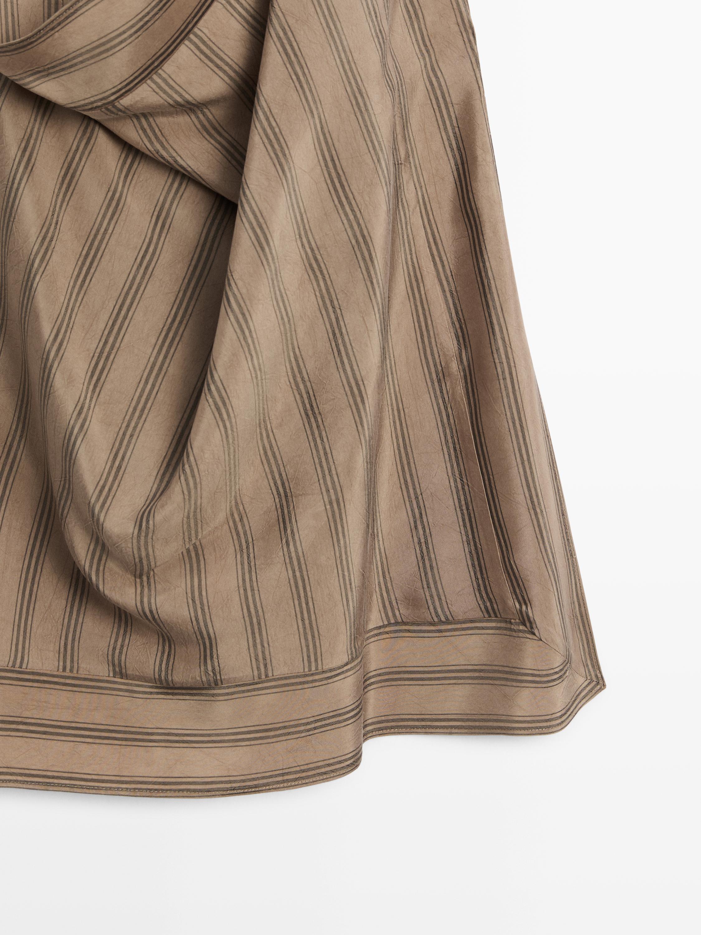 Striped top with cowl neckline — TAUPE GREY