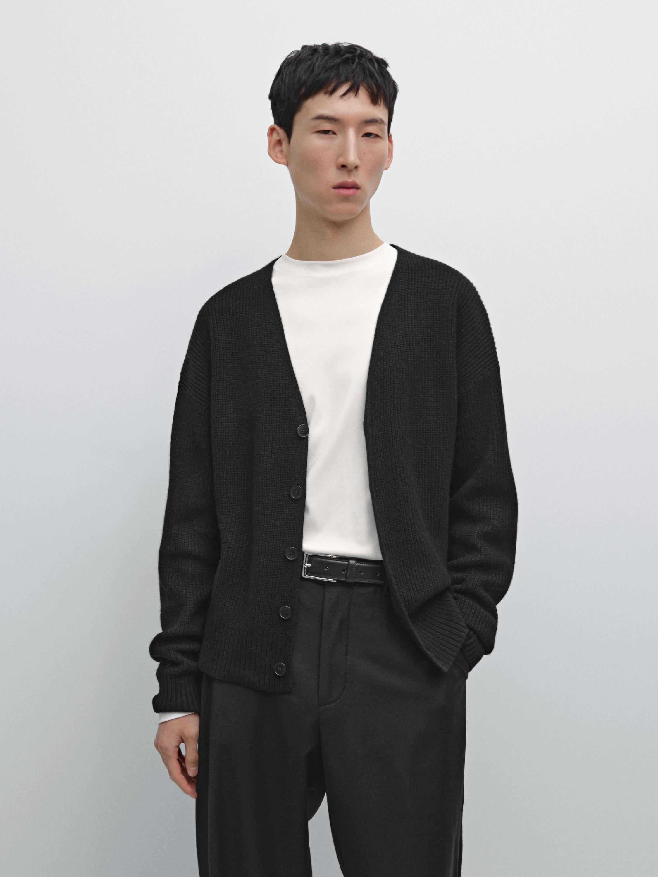 Wool blend knit cardigan