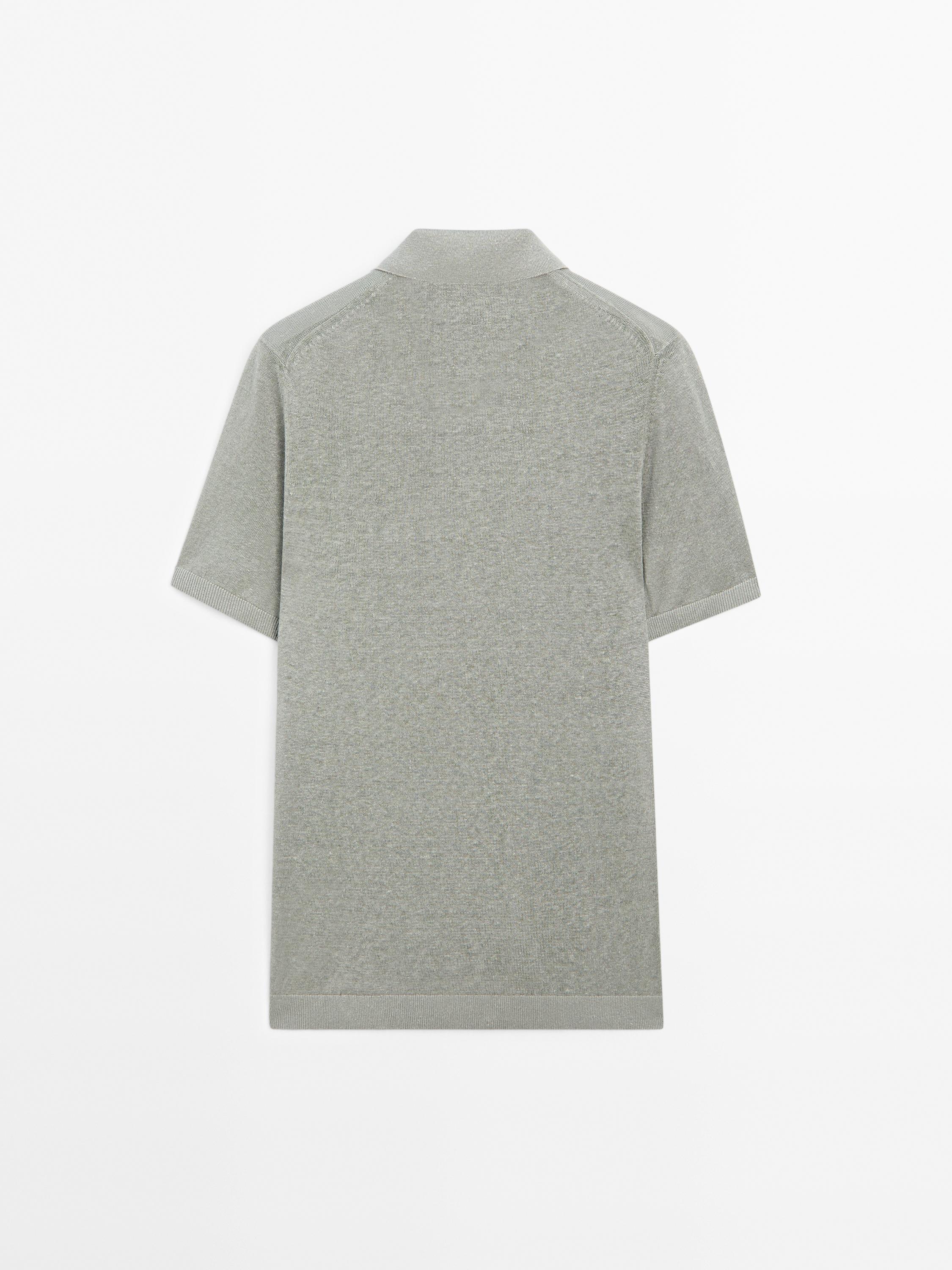 100% linen knit polo shirt