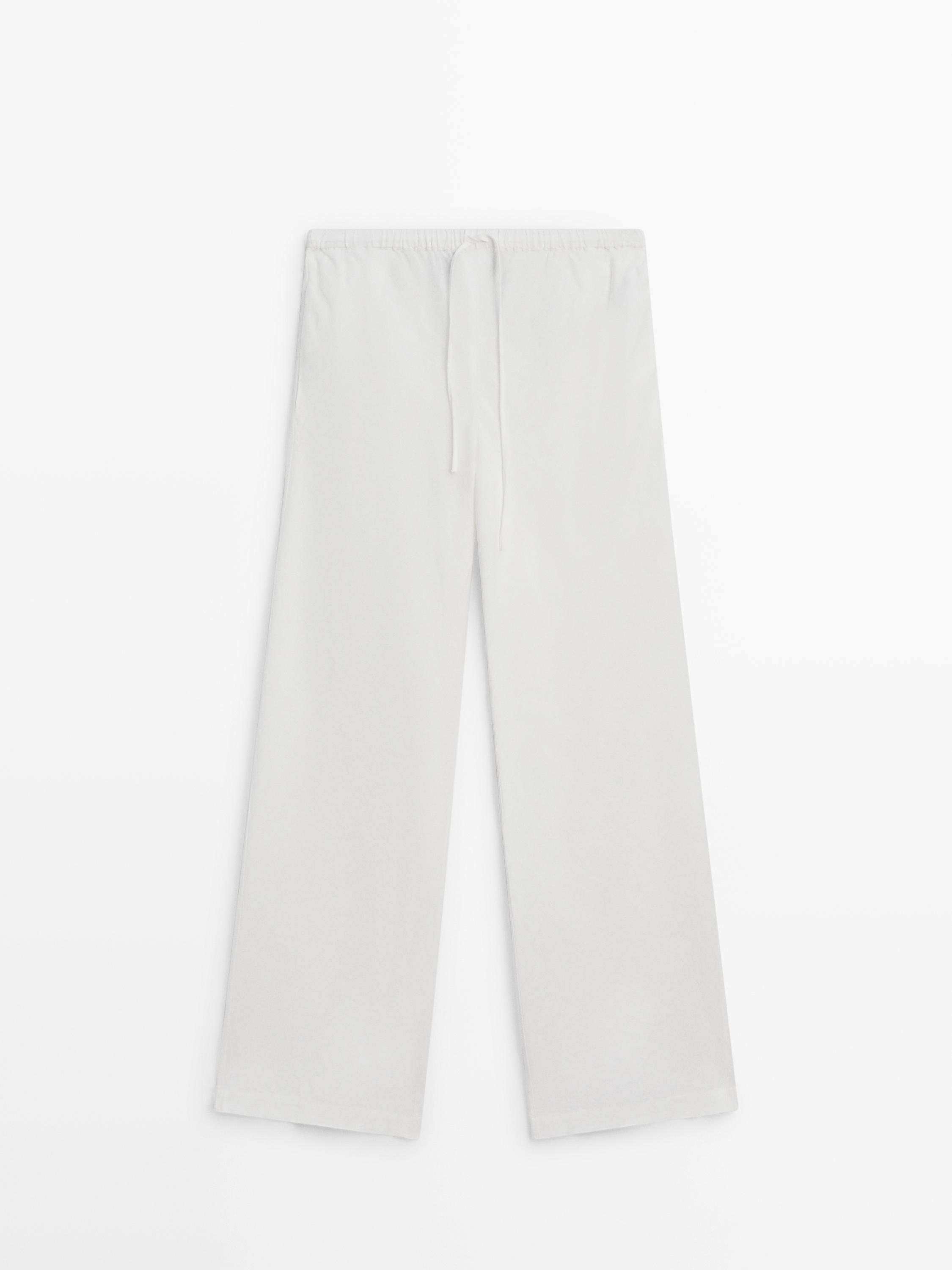 100% linen trousers with elasticated waistband