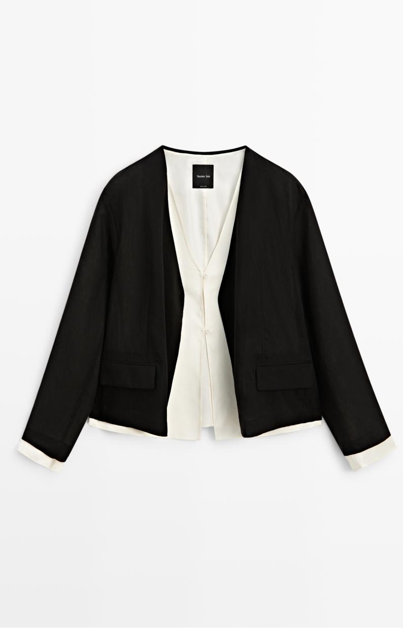 Contrast double jacket for a complete look — BLACK