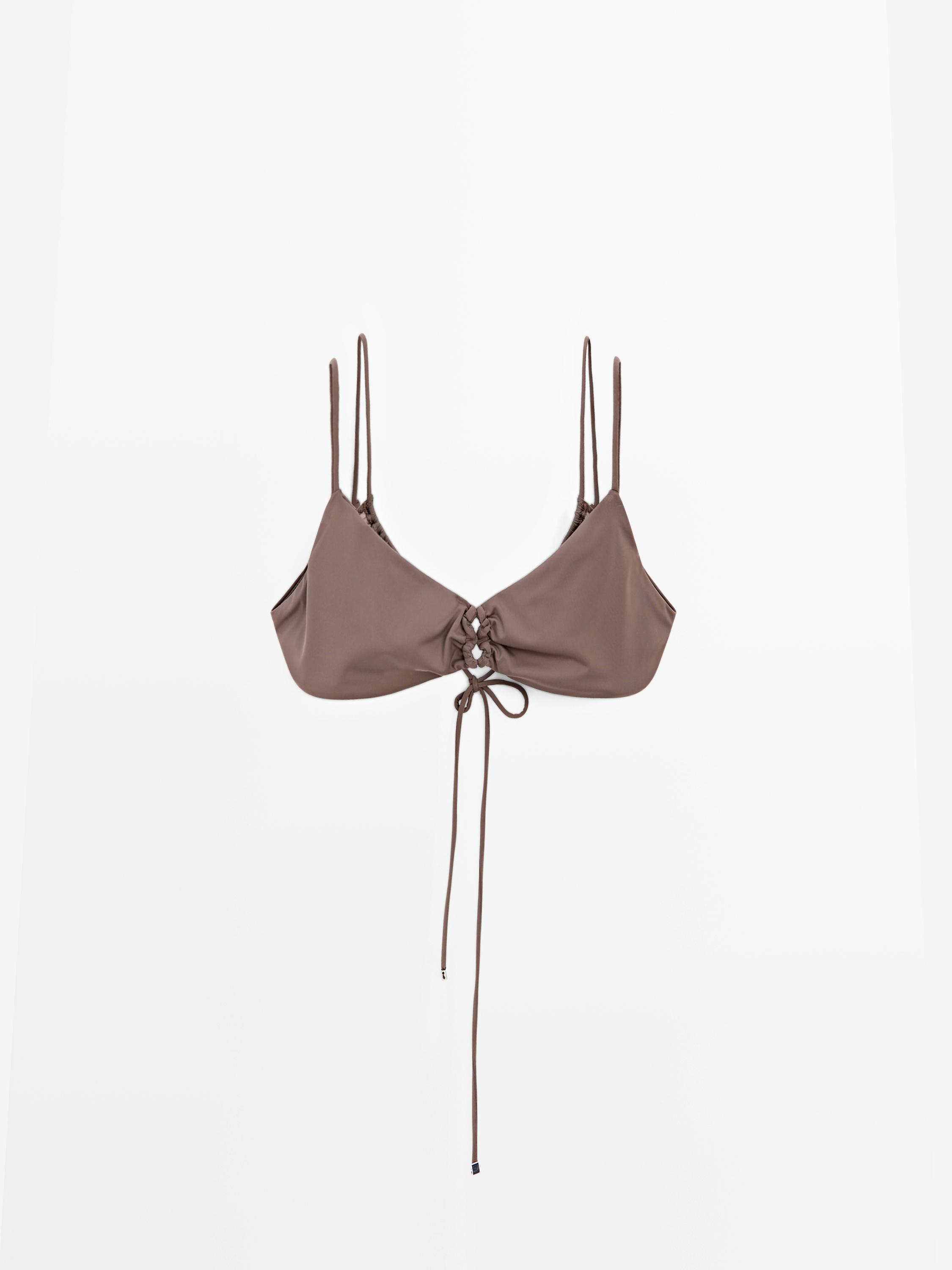 Gathered tulle bikini top