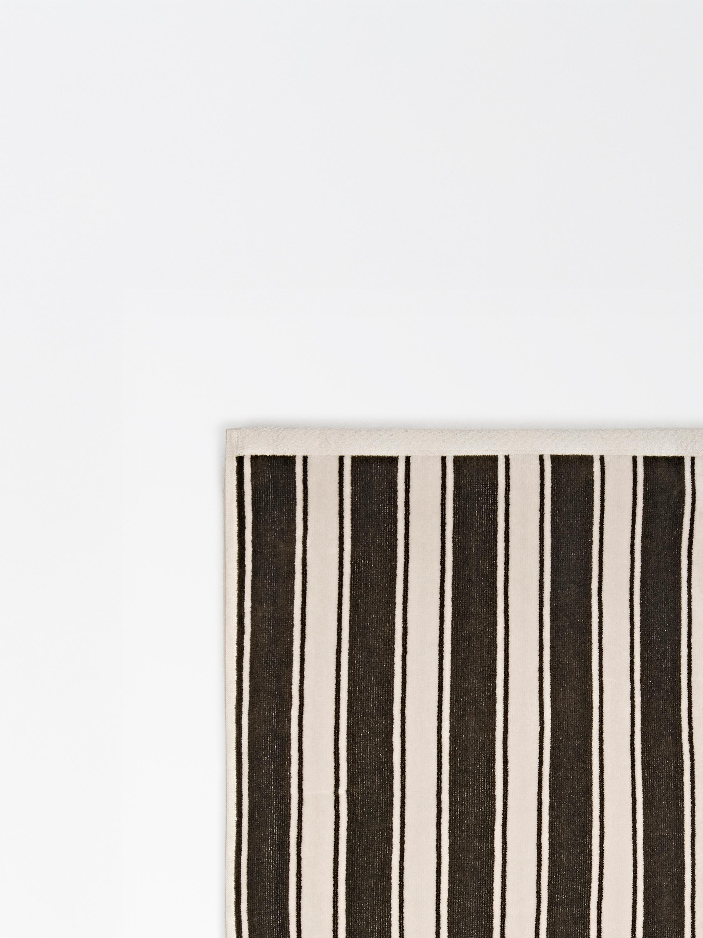 Striped cotton towel — KHAKI