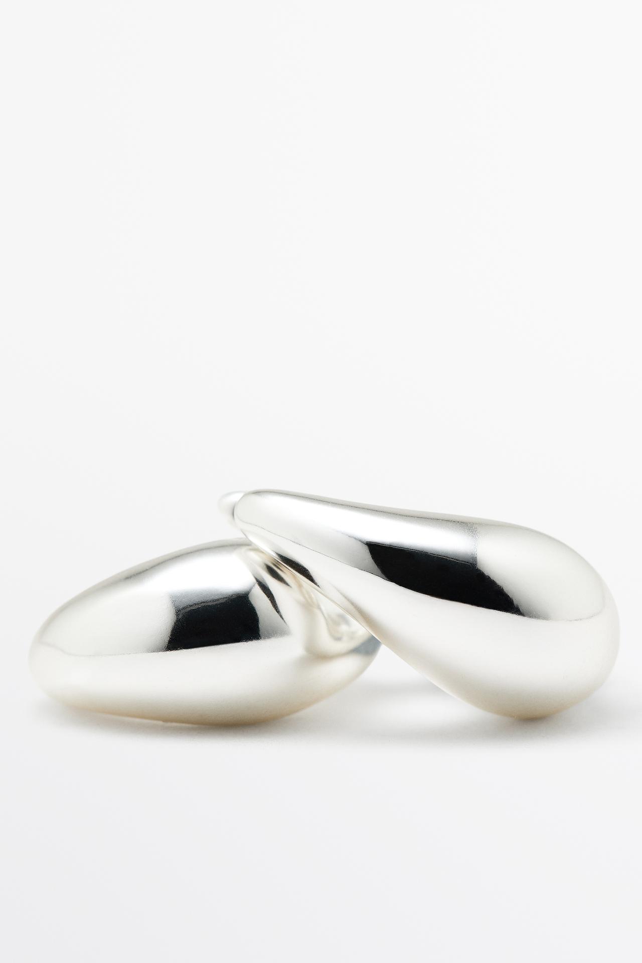 Teardrop detail hoop earrings — SILVER