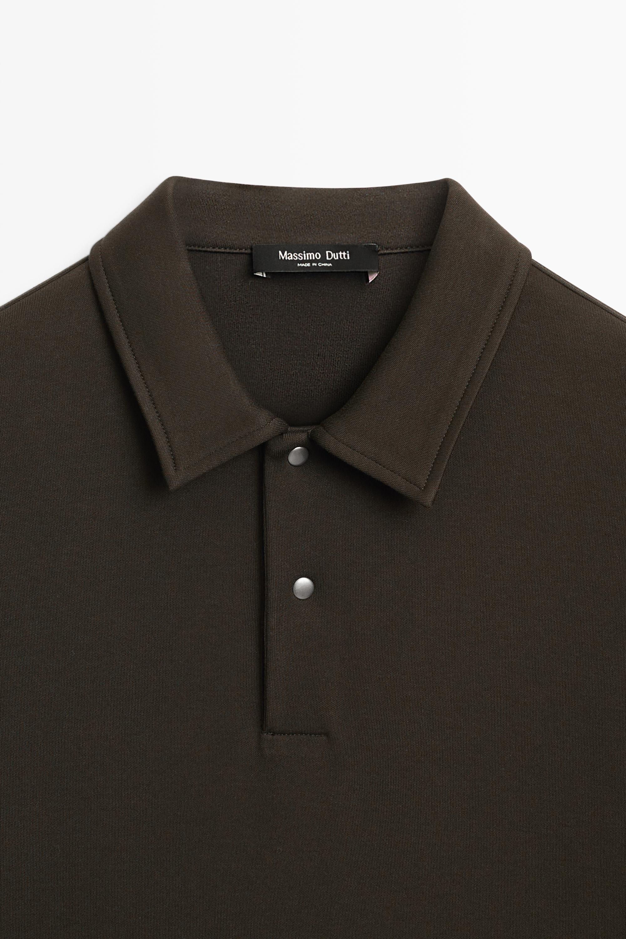 100% cotton long sleeve polo shirt — Chocolate