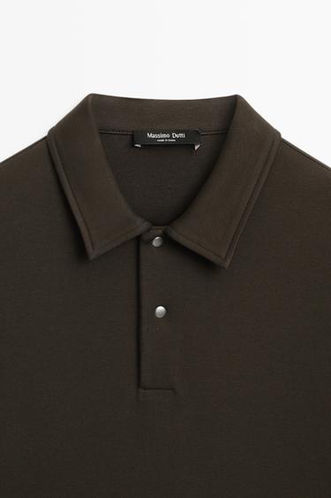 100% cotton long sleeve polo shirt — Chocolate 4