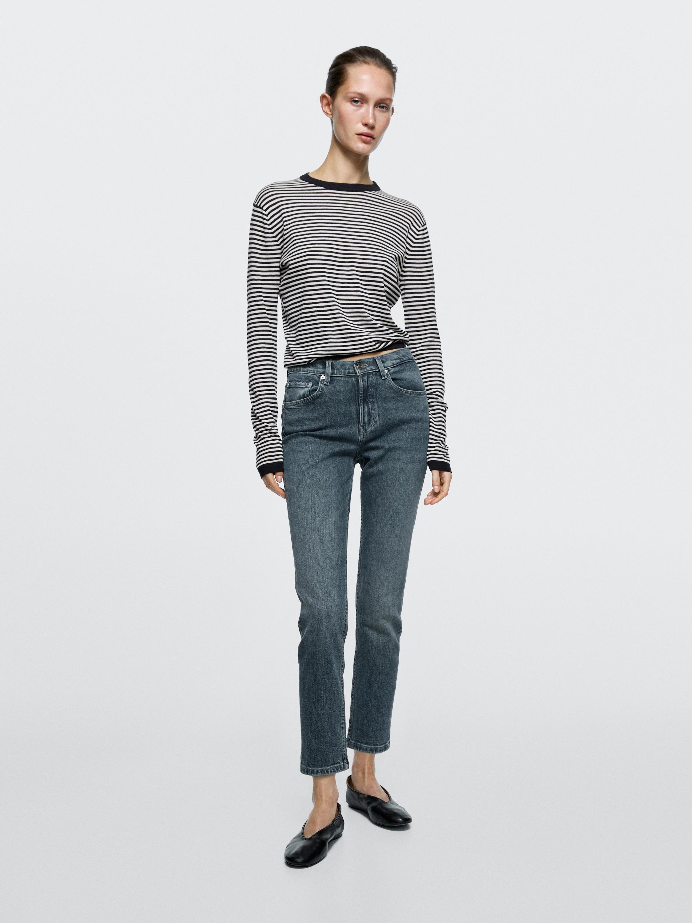 Mid-rise cropped slim fit jeans — Dark blue