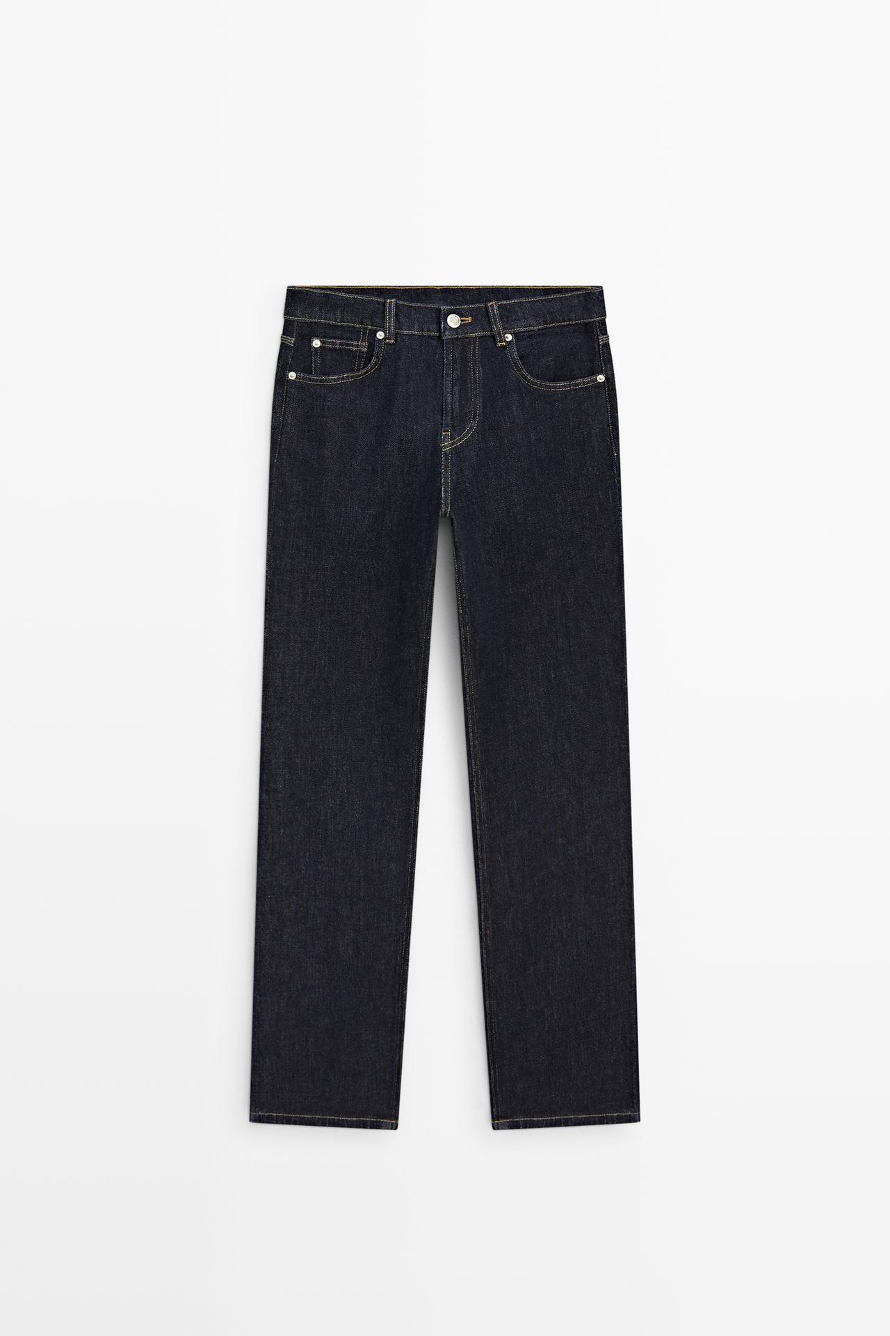 Mid-waist straight-leg jeans — DARK BLUE