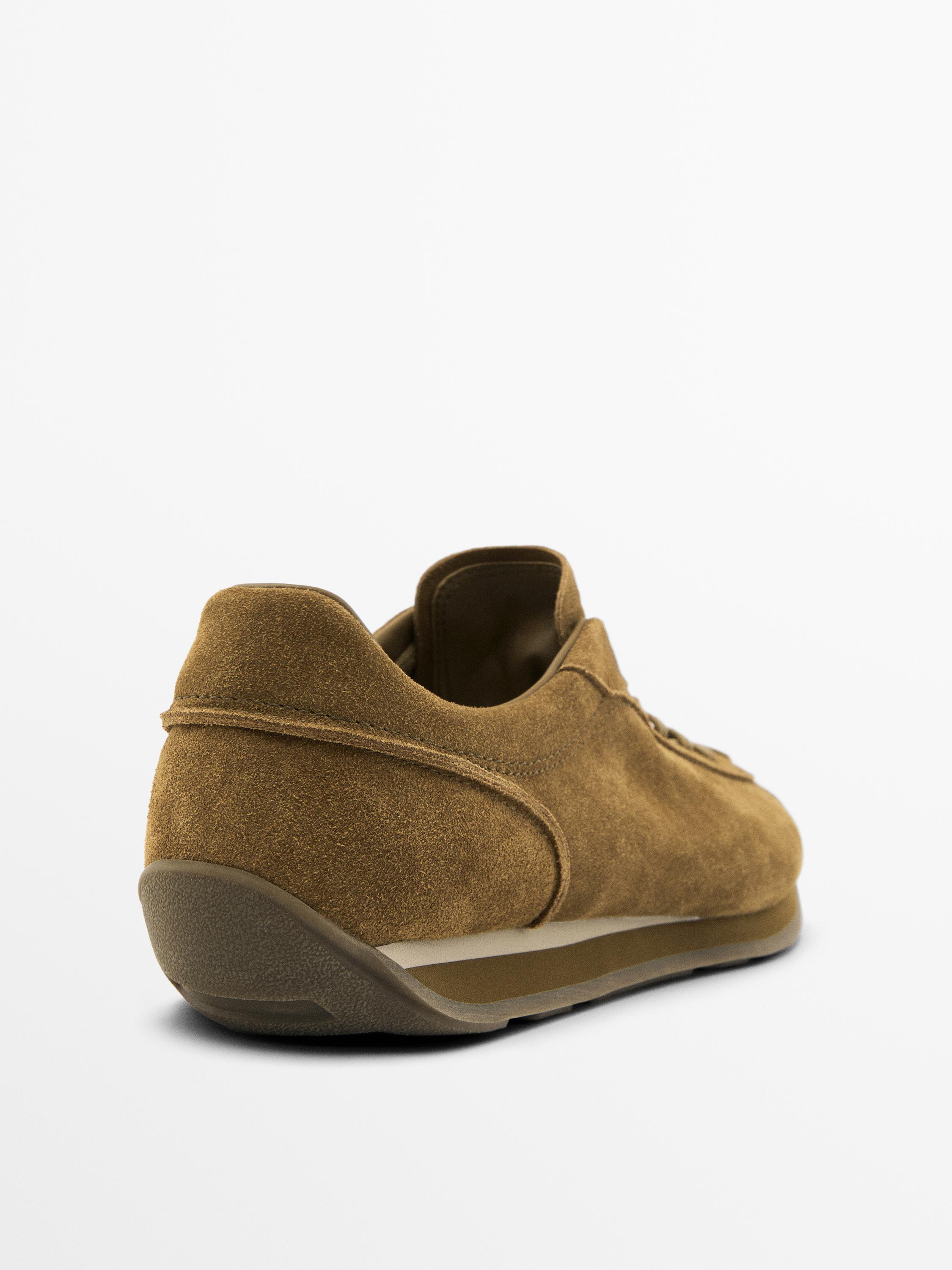Split suede trainers