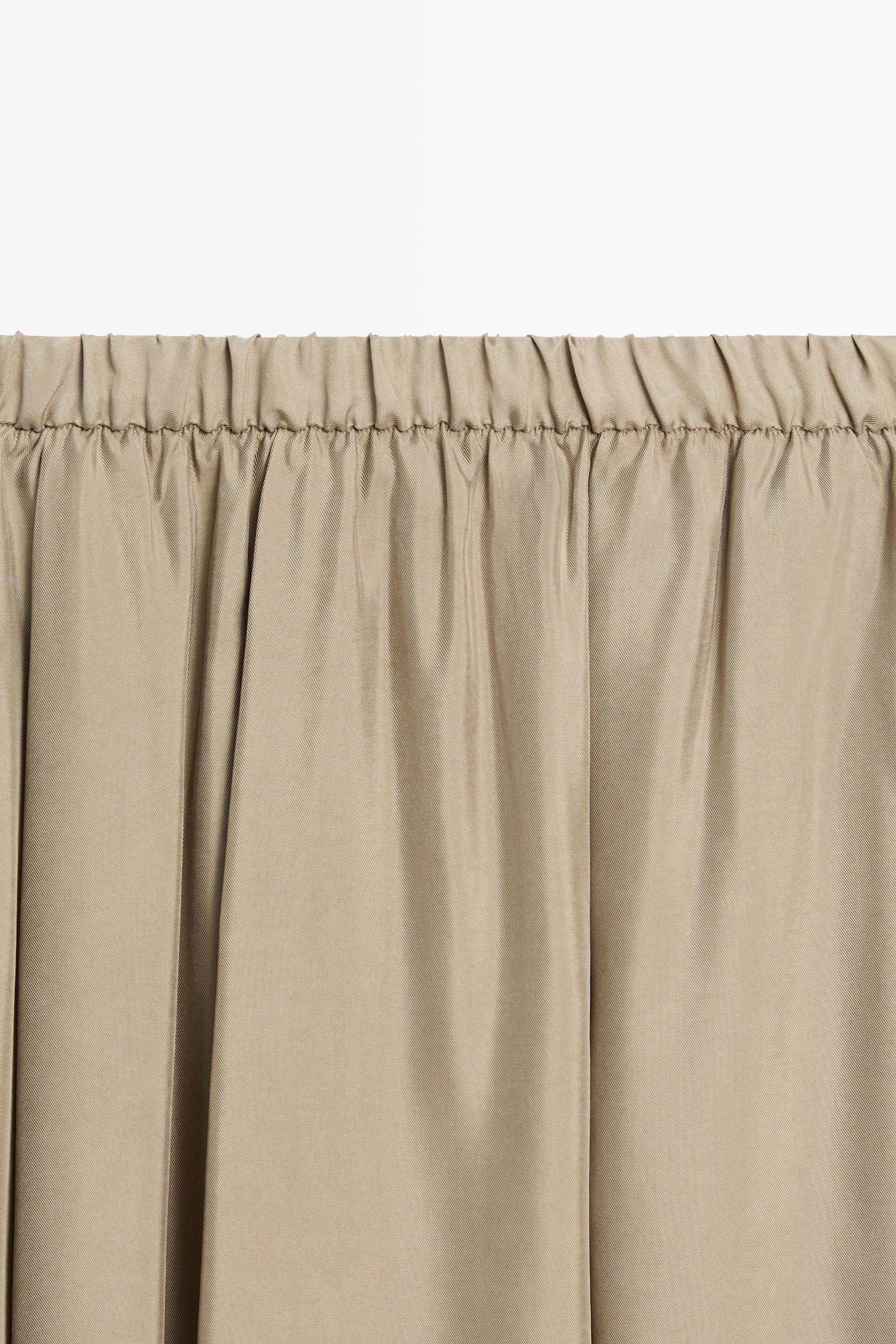 Flowing elastic waist midi skirt — SAND