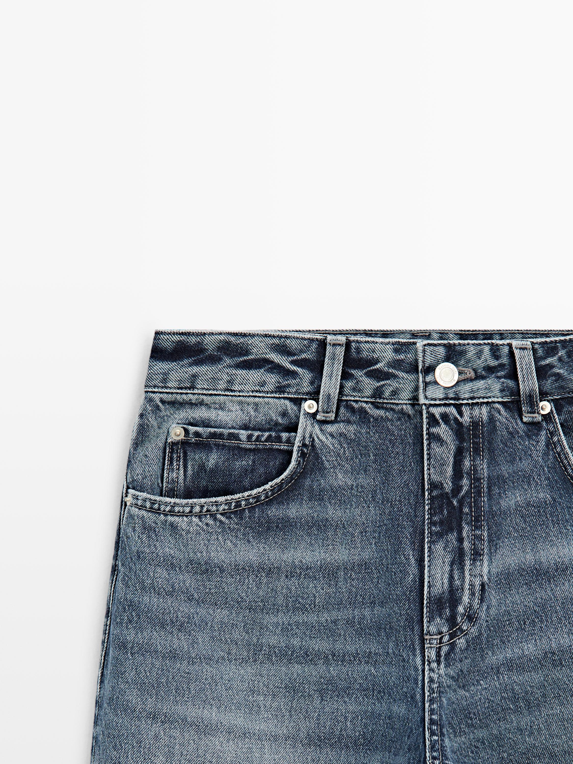 High-waist relaxed fit barrel jeans — MEDIUM BLUE