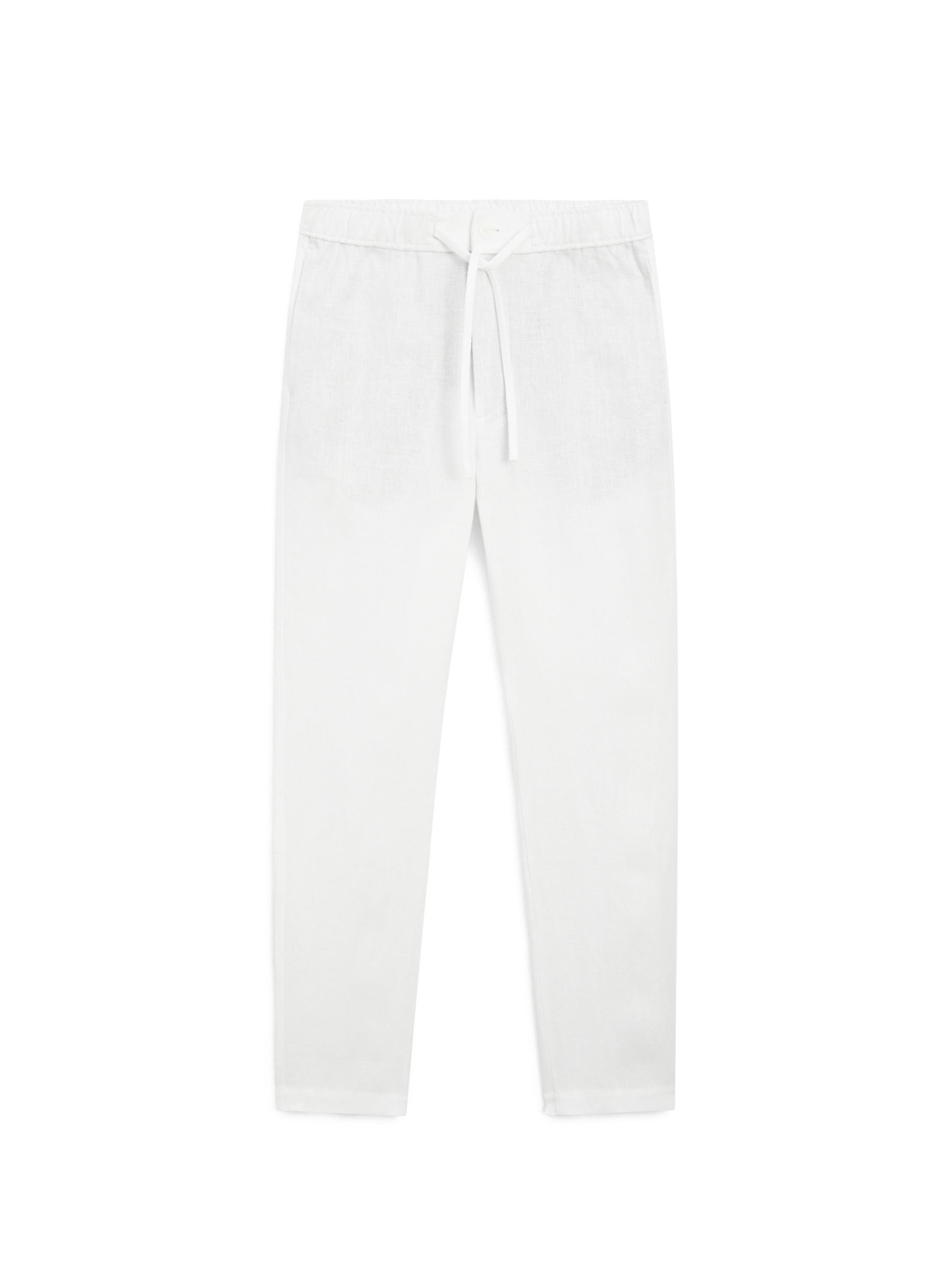 Linen jogger fit pants — WHITE