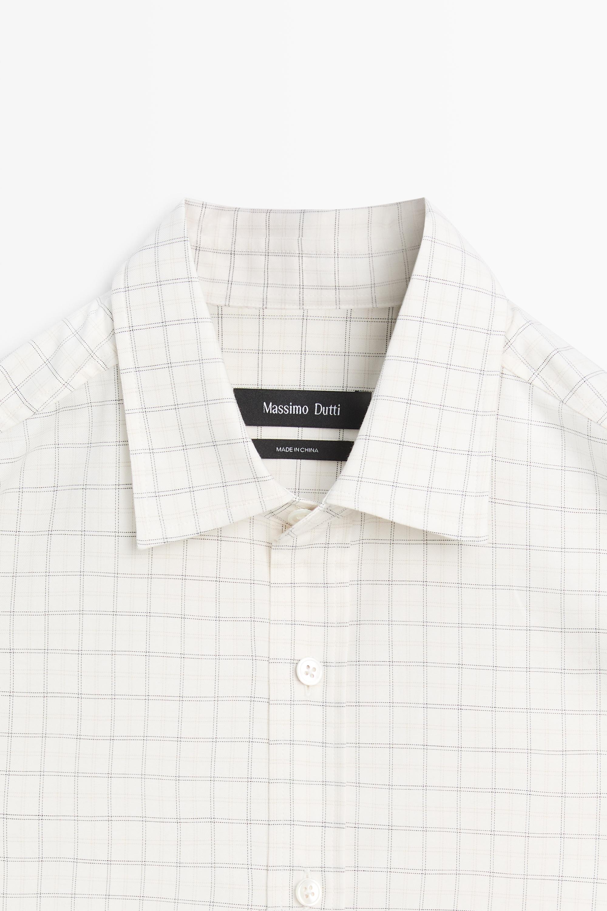 100% Cotton Regular Fit Check Shirt — Ecru