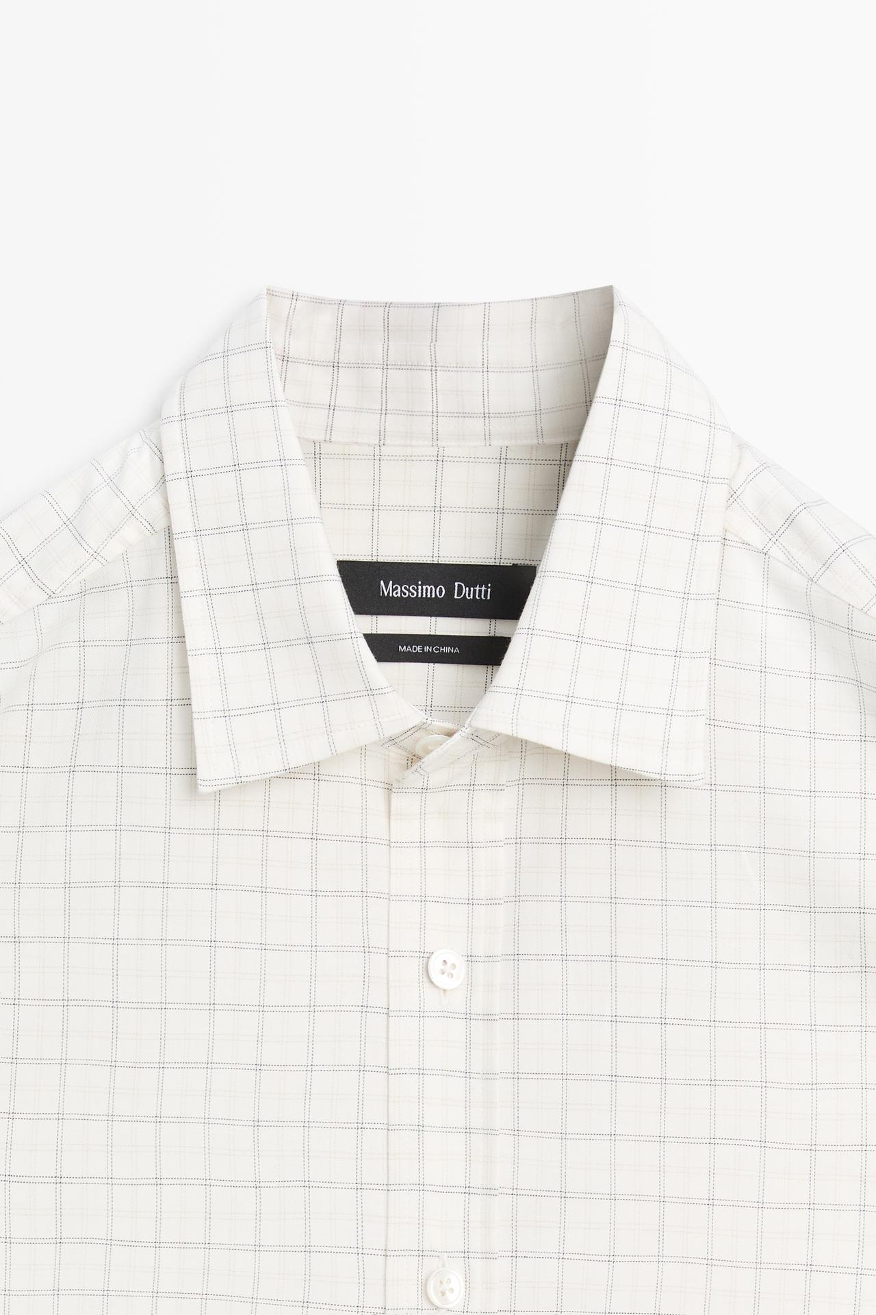 100% Cotton Regular Fit Check Shirt — Ecru