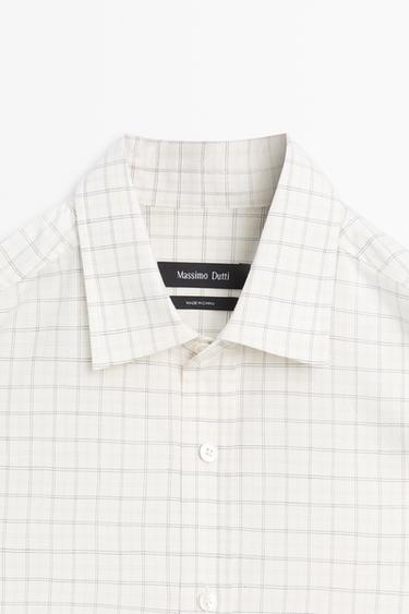 100% Cotton Regular Fit Check Shirt — Ecru 4