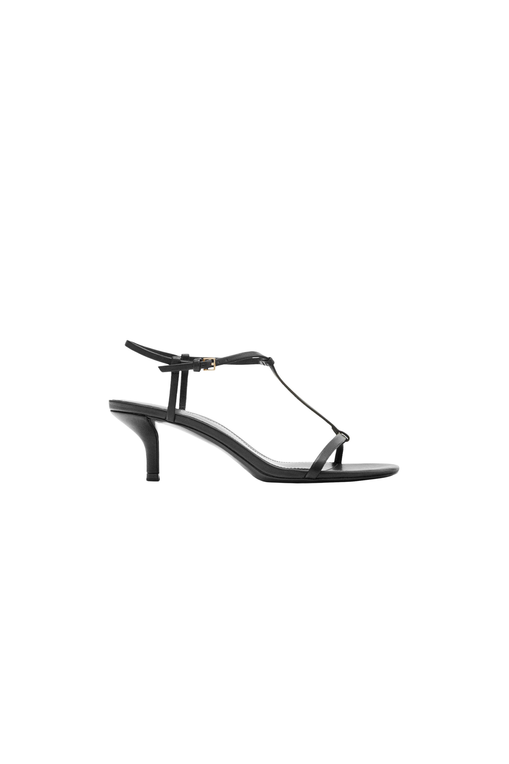 Strappy mid-heel sandals — BLACK
