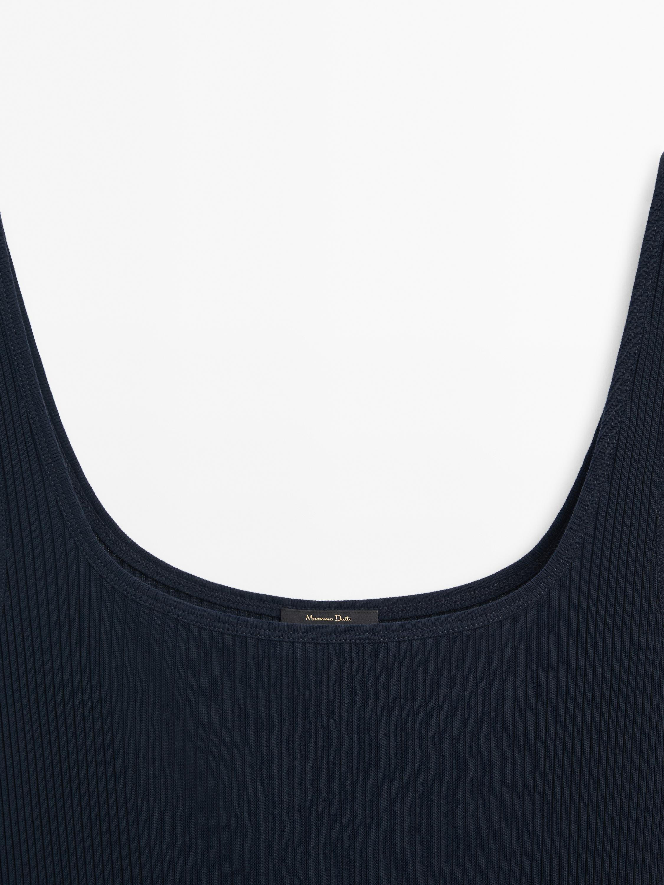 Ribbed midi dress with square neckline